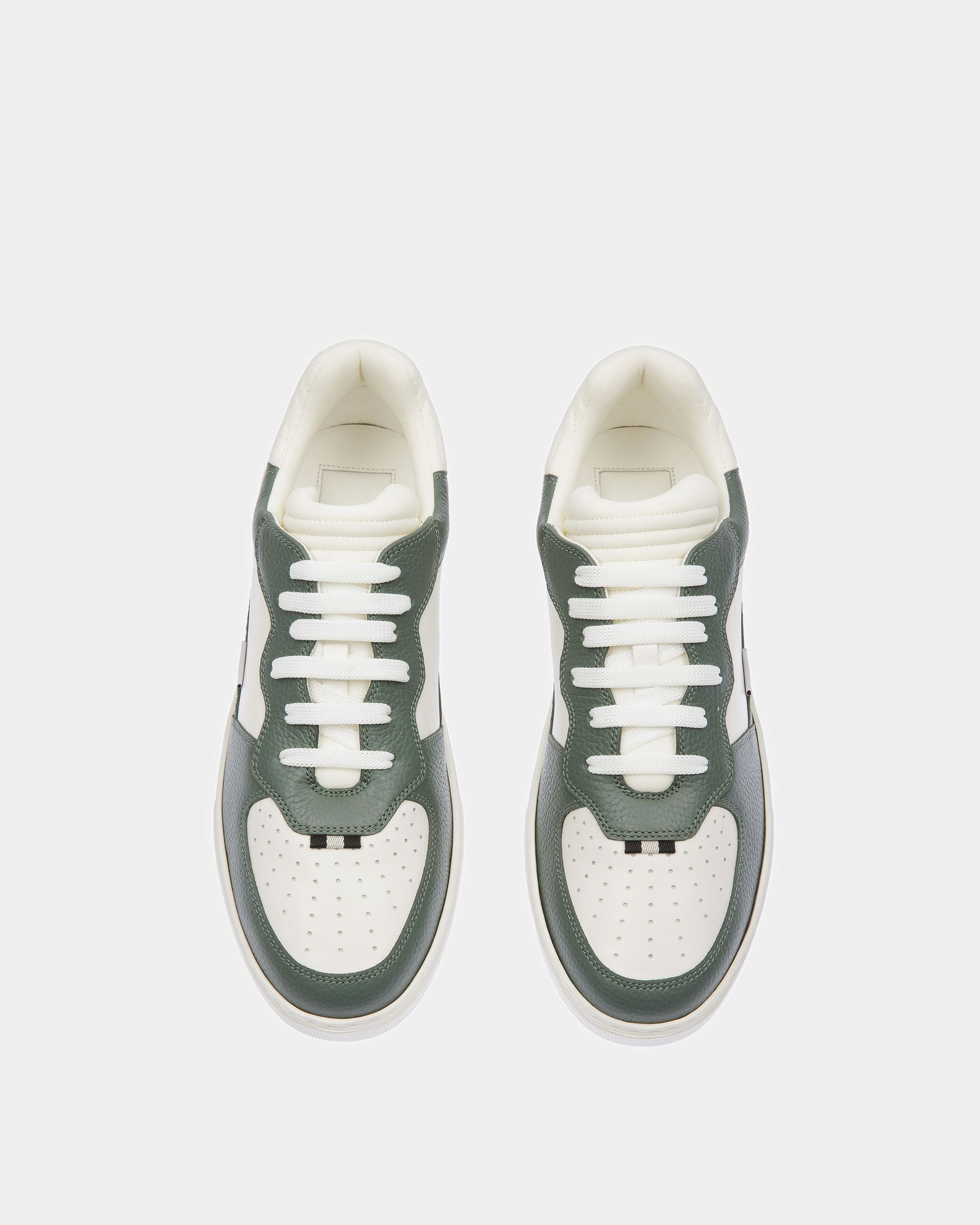 Mark Sneaker In Pelle E Tessuto Verde Salvia E Bianco - Uomo - Bally - 02