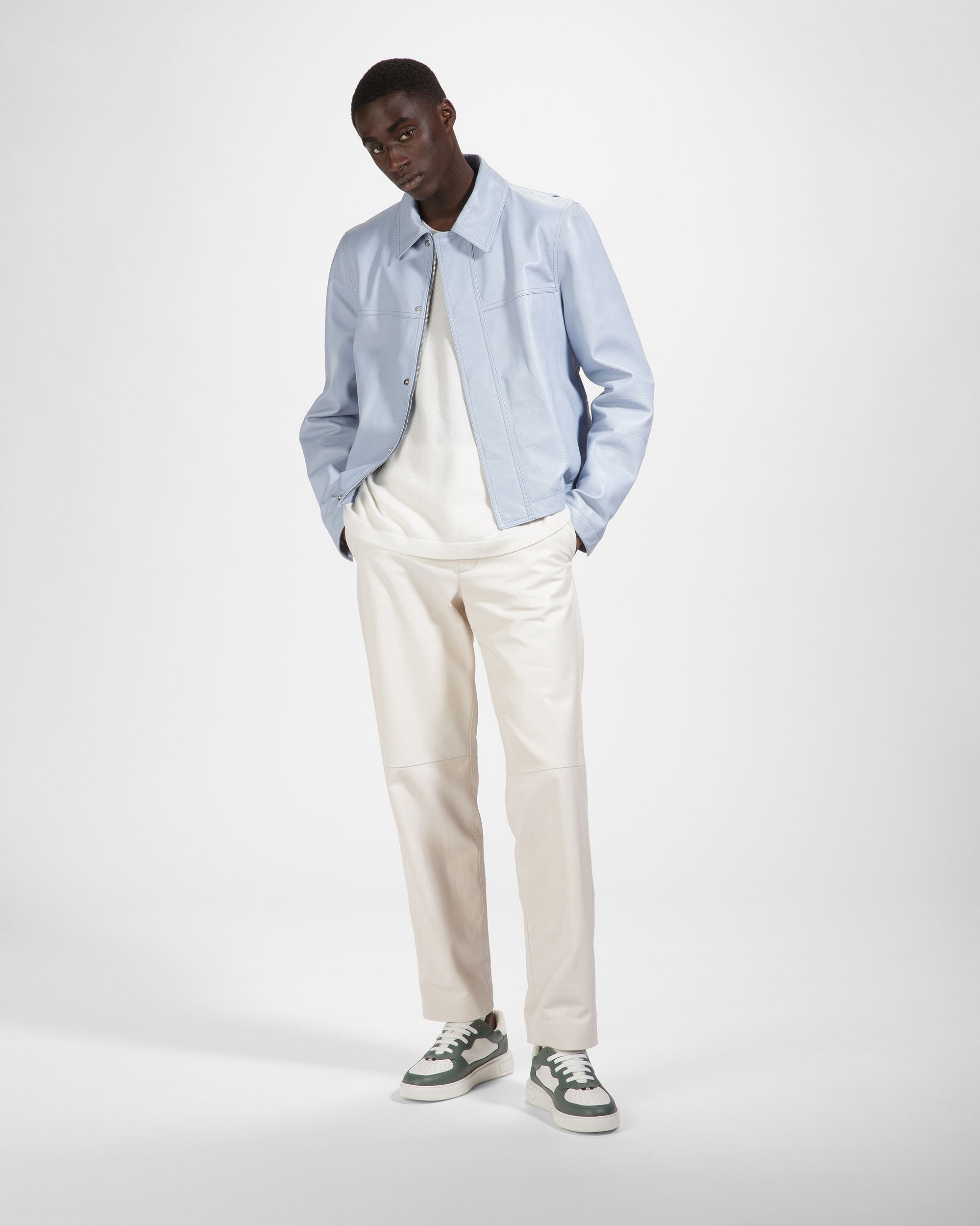 Mark Sneaker In Pelle E Tessuto Verde Salvia E Bianco - Uomo - Bally - 03