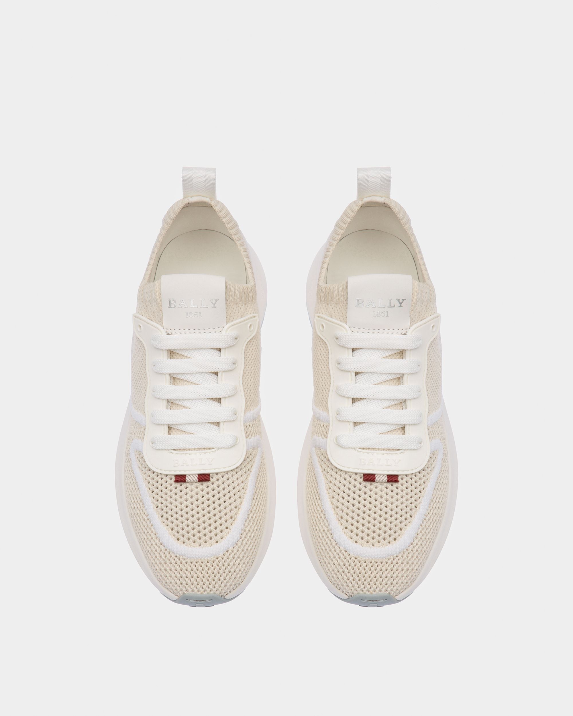 Davyn Sneaker In Mesh E Pelle Bianco E Bianco Cipria - Uomo - Bally - 03