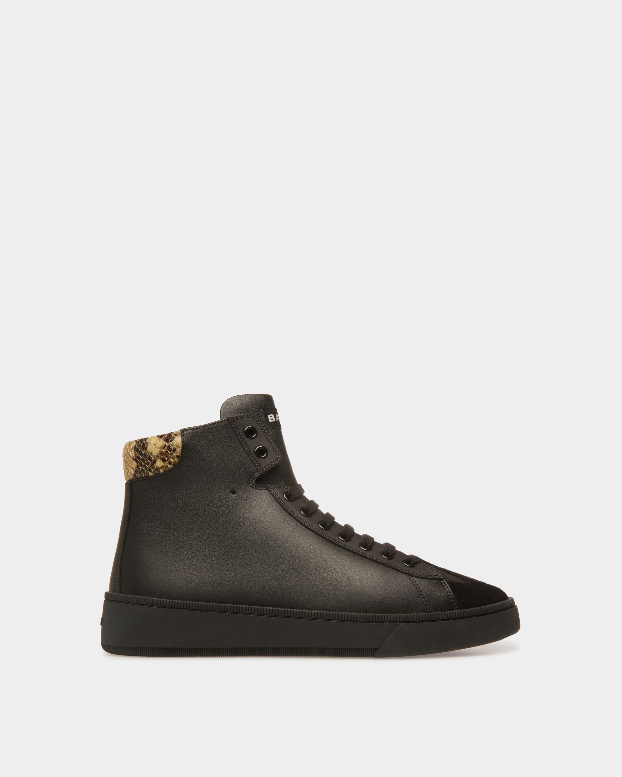Sneaker Raise In Pelle Nera Con Stampa Pitonata - Uomo - Bally - 01