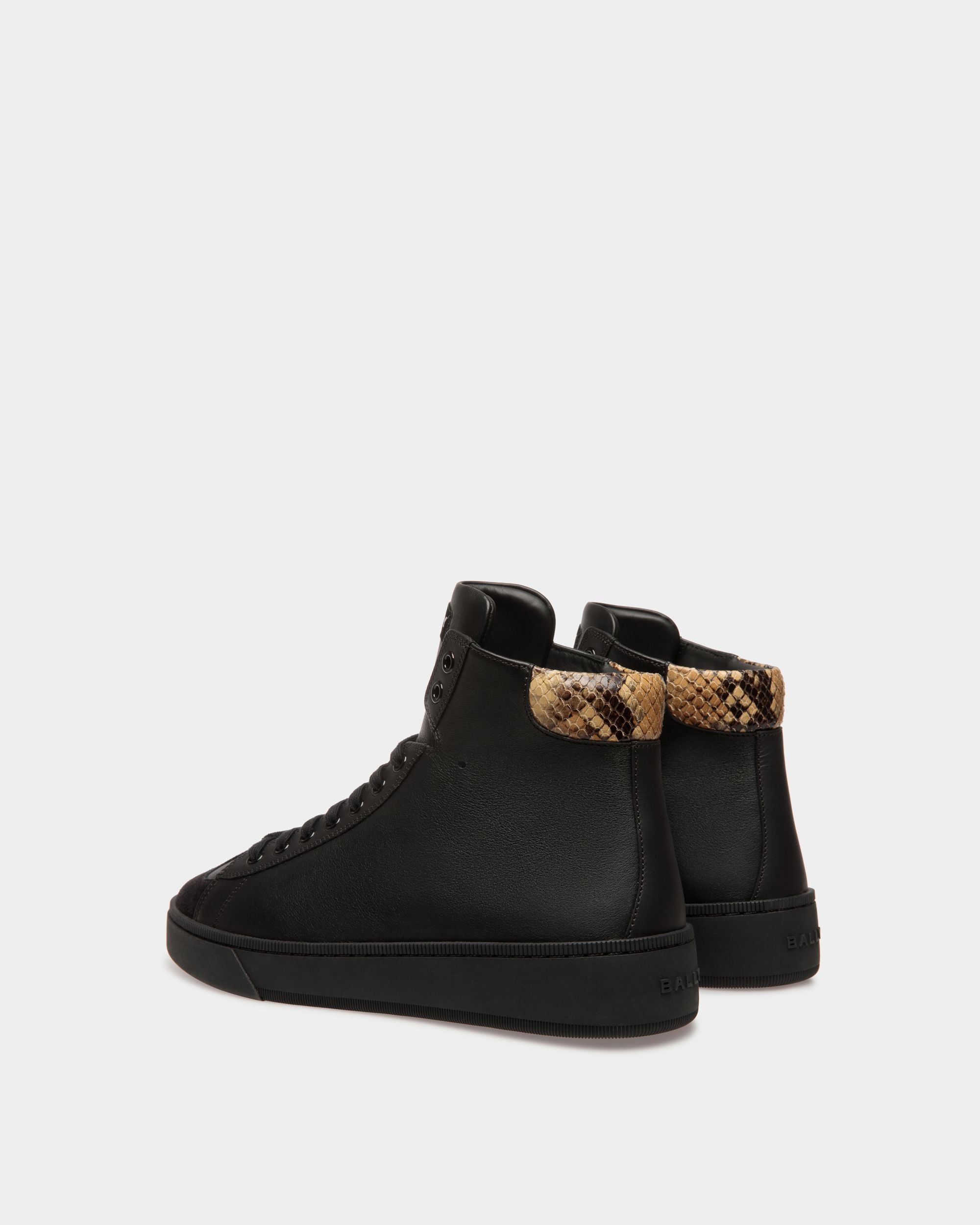Sneaker Raise In Pelle Nera Con Stampa Pitonata - Uomo - Bally - 04
