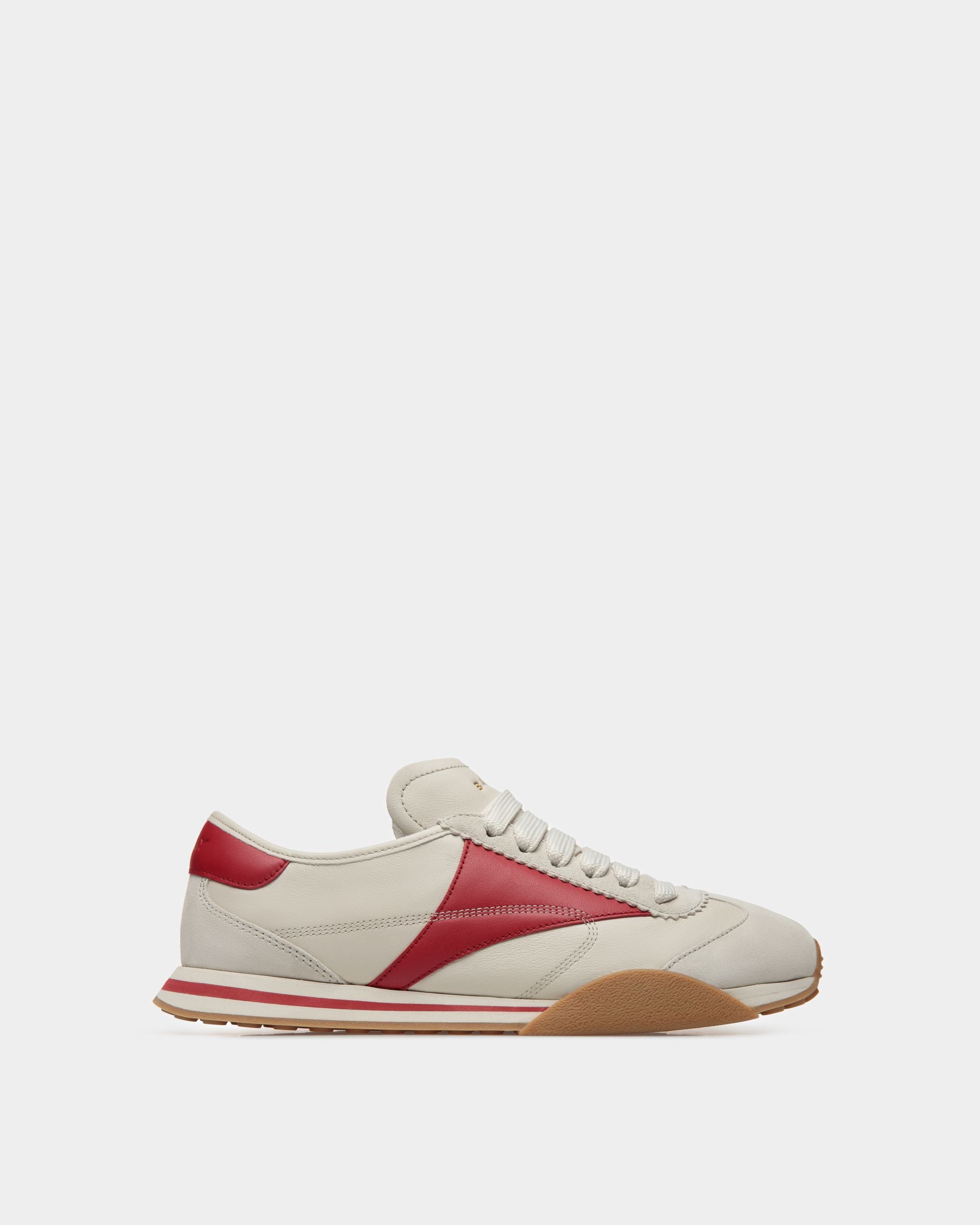 Sneaker Sussex In Pelle Bianco Cipria E Rubino Scuro - Uomo - Bally - 01