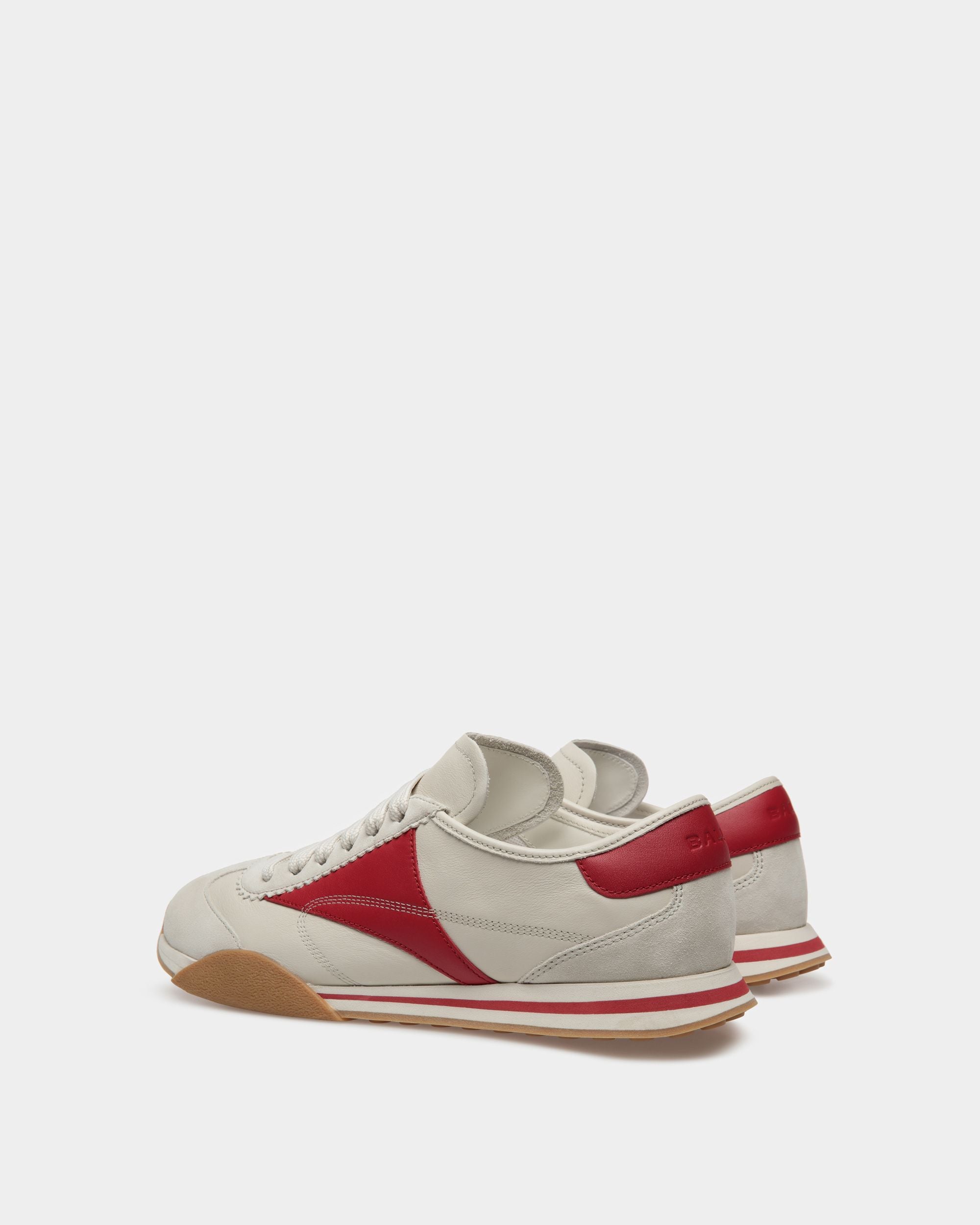Sneaker Sussex In Pelle Bianco Cipria E Rubino Scuro - Uomo - Bally - 03