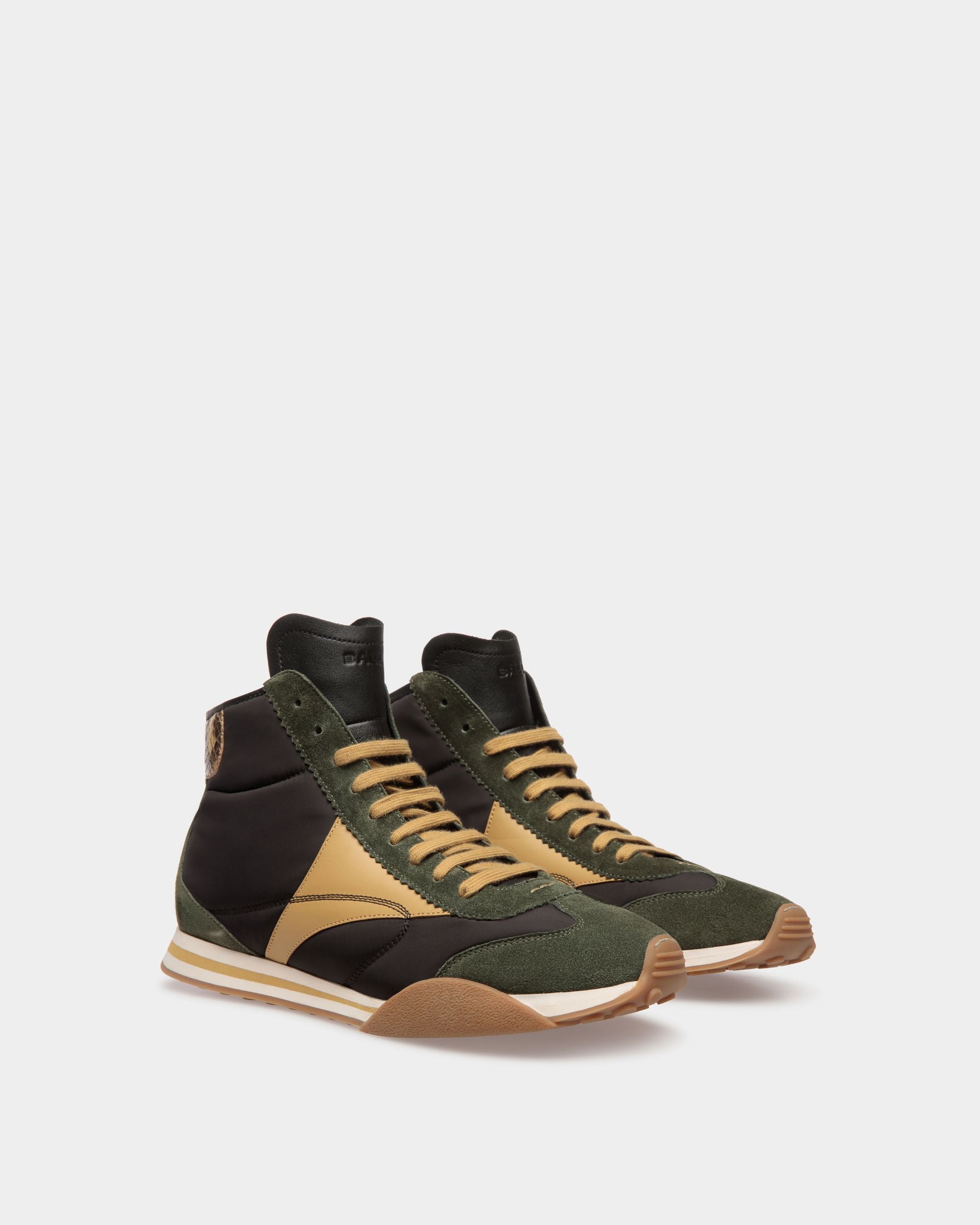 Sneaker Sussex In Pelle E Tessuto Verde E Nero - Uomo - Bally - 02