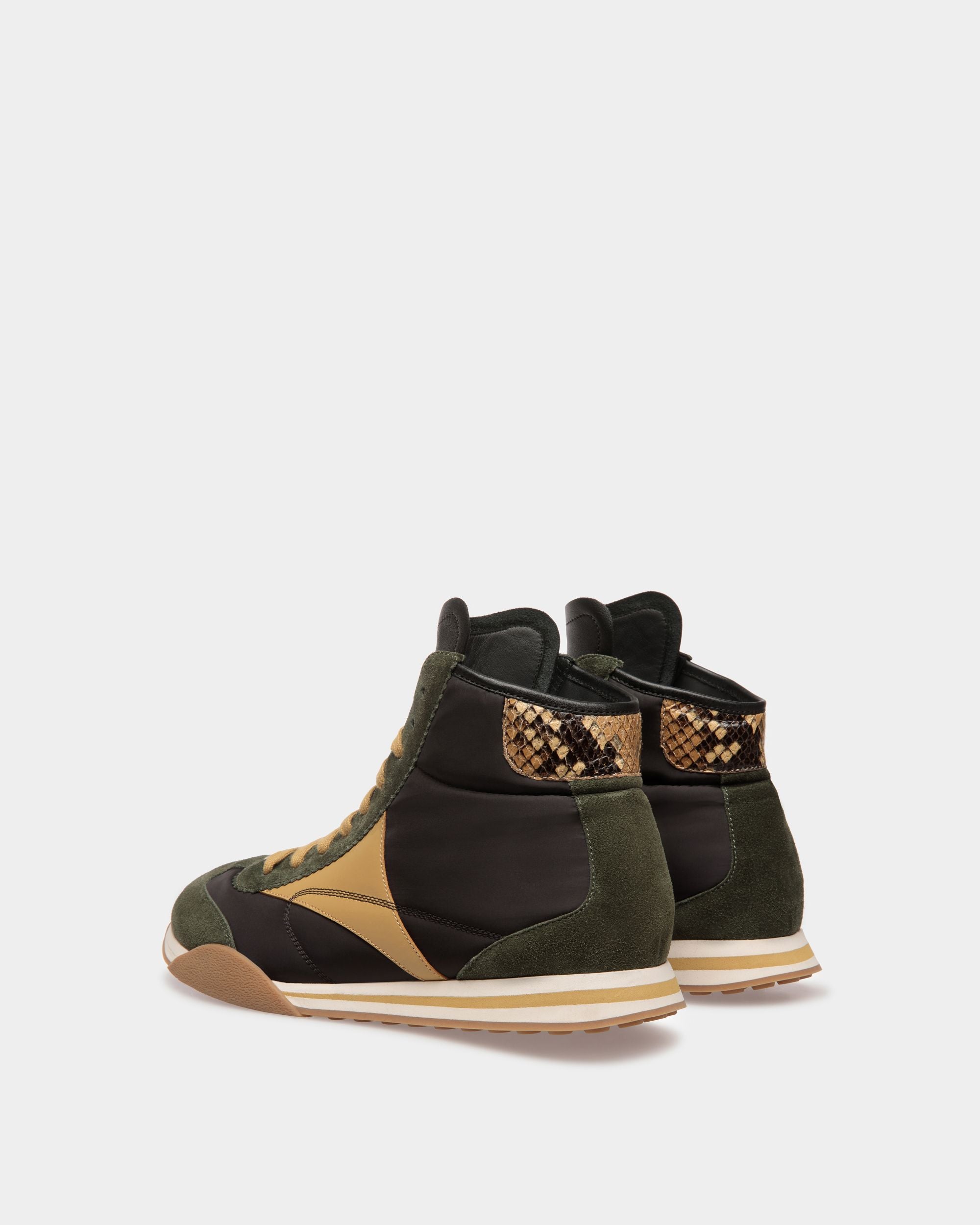 Sneaker Sussex In Pelle E Tessuto Verde E Nero - Uomo - Bally - 03