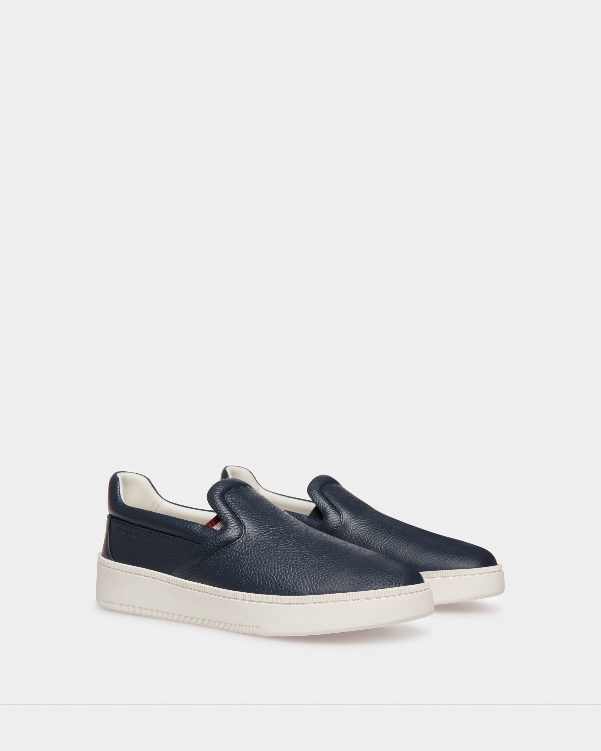 Sneaker Slip-On Raise In Pelle Zigrinata Blu - Uomo - Bally - 02