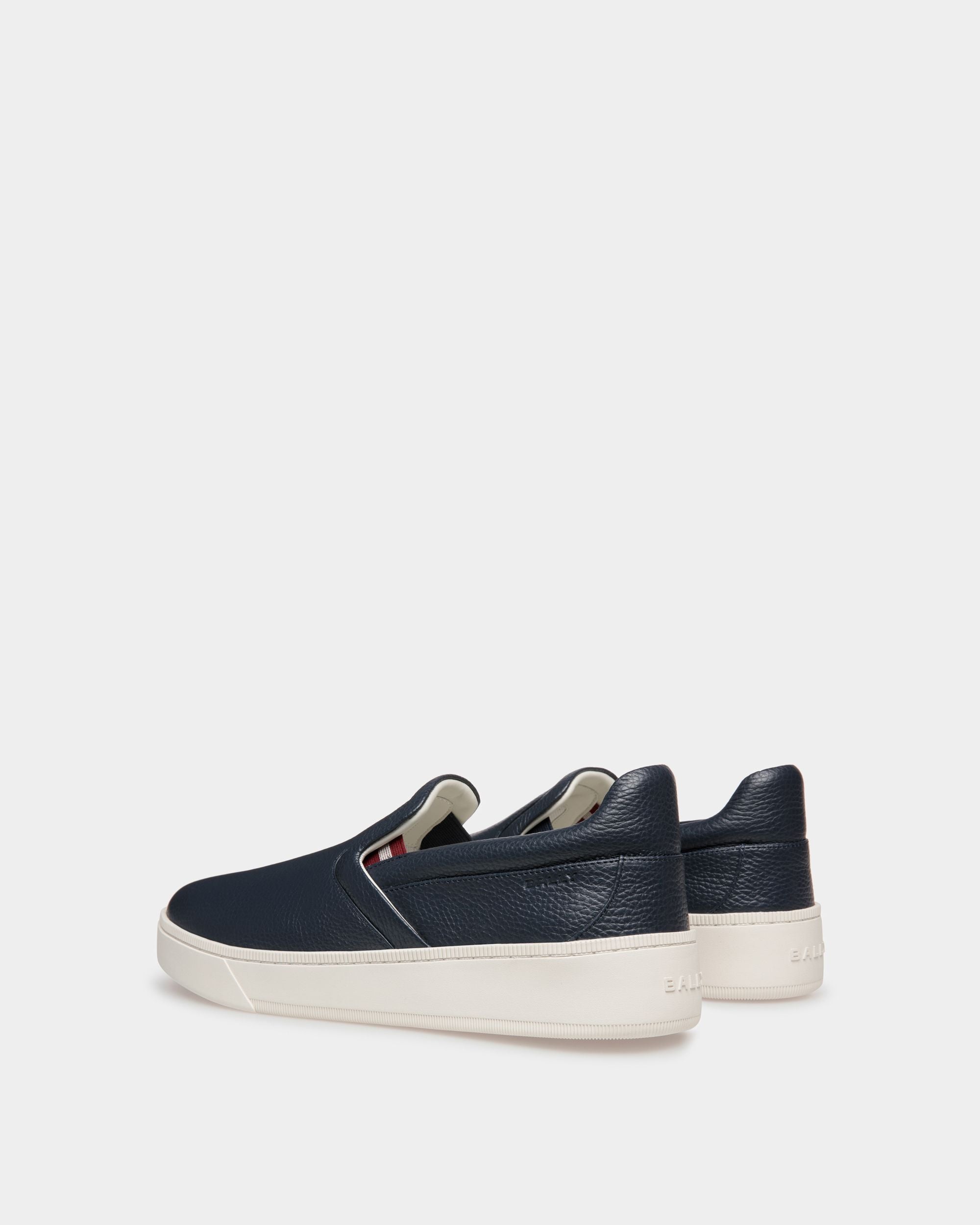 Sneaker Slip-On Raise In Pelle Zigrinata Blu - Uomo - Bally - 03