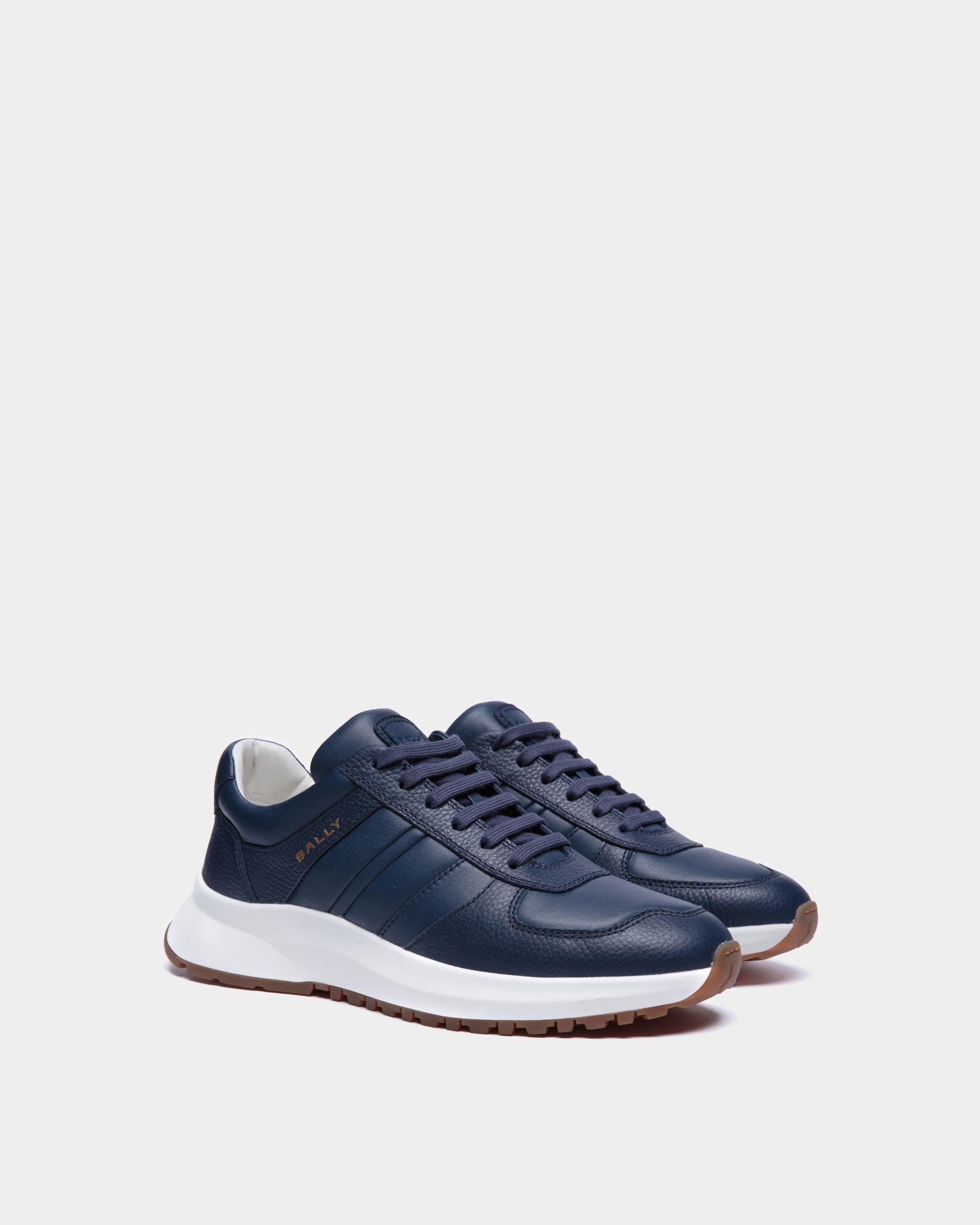 Sneaker Outline In Pelle Zigrinata Blu - Uomo - Bally - 02
