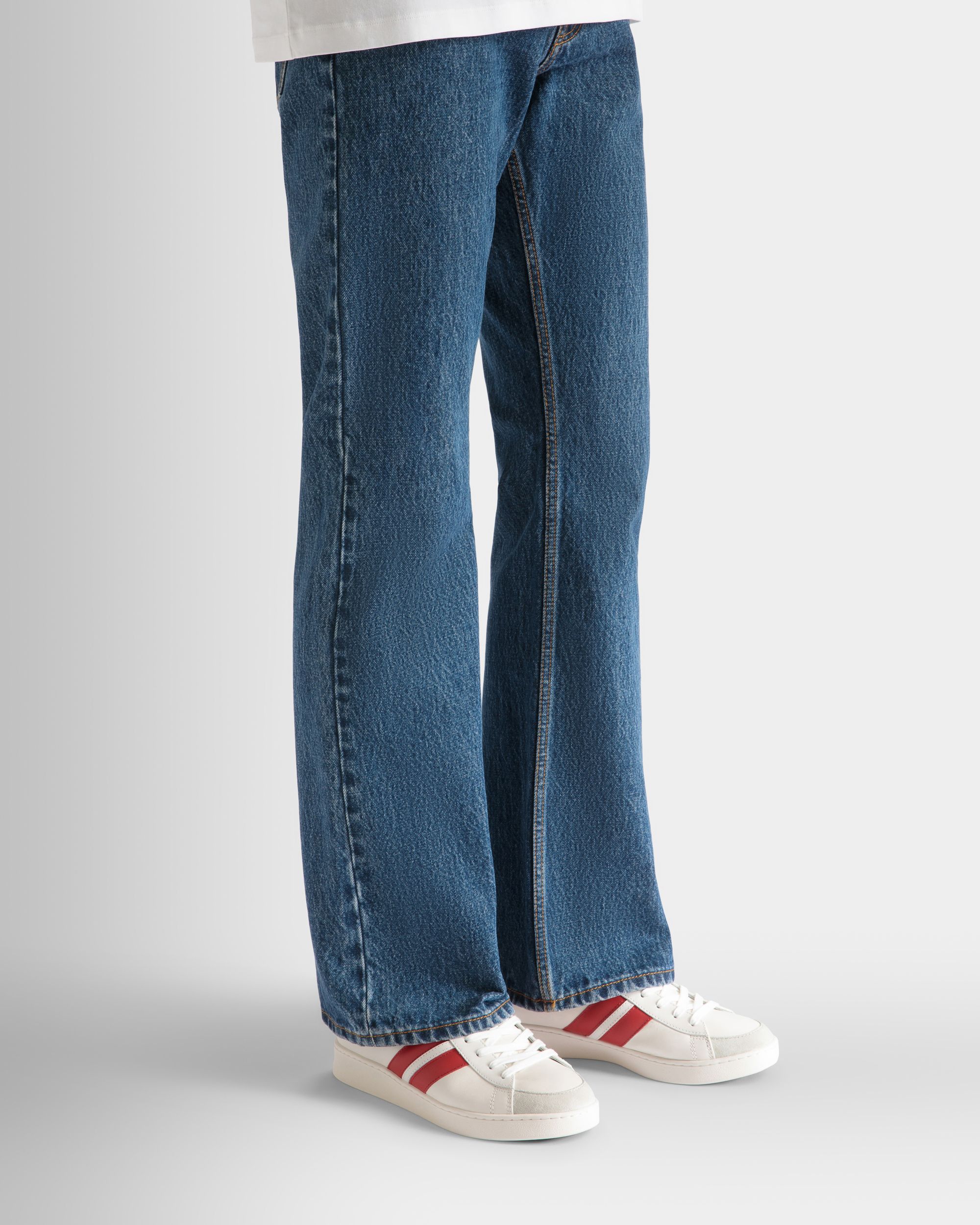 Sneaker Tennis In Pelle Bianca E Candy Red - Uomo - Bally - 02