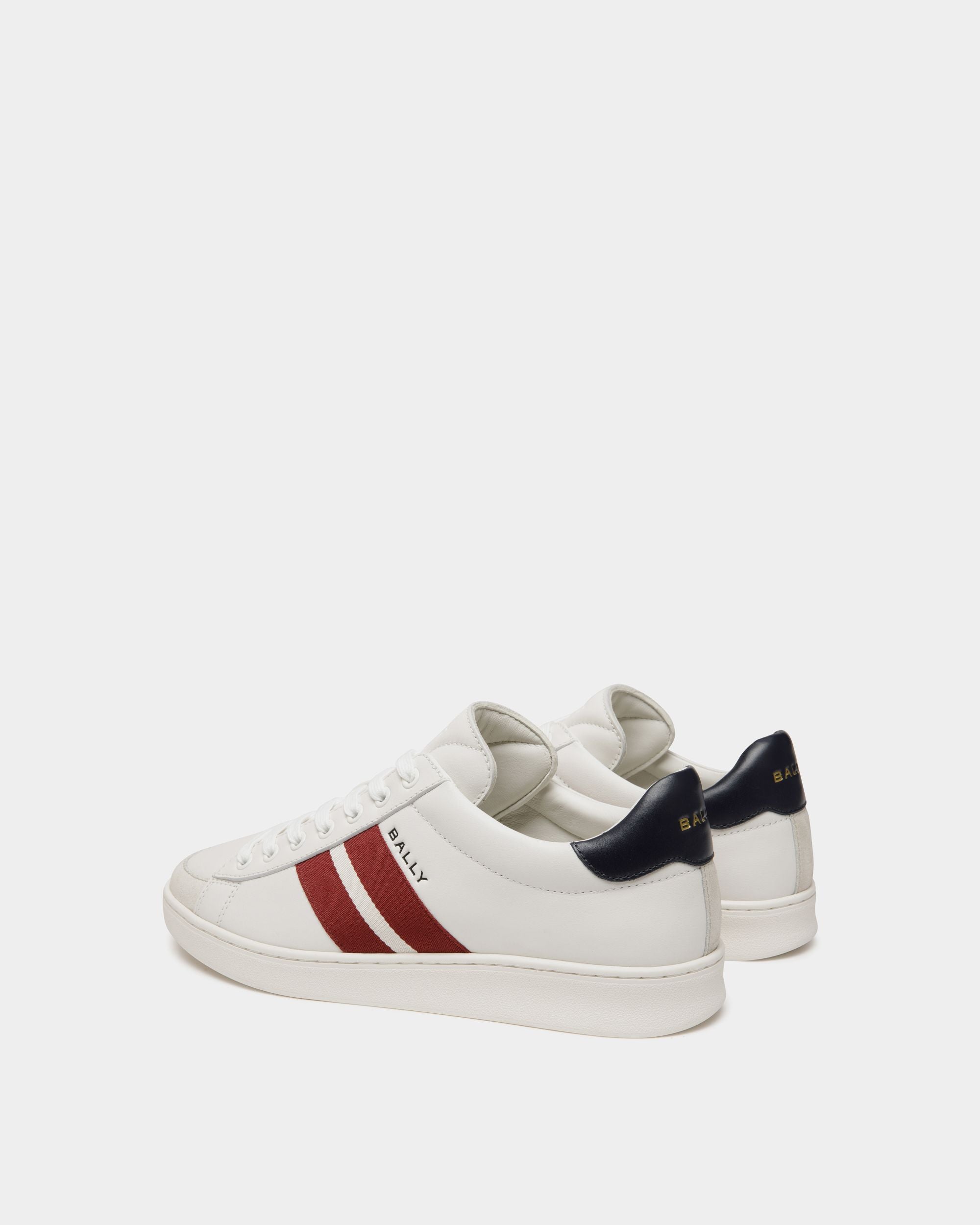 Sneaker Tennis In Pelle Bianca E Navy Blue - Uomo - Bally - 03