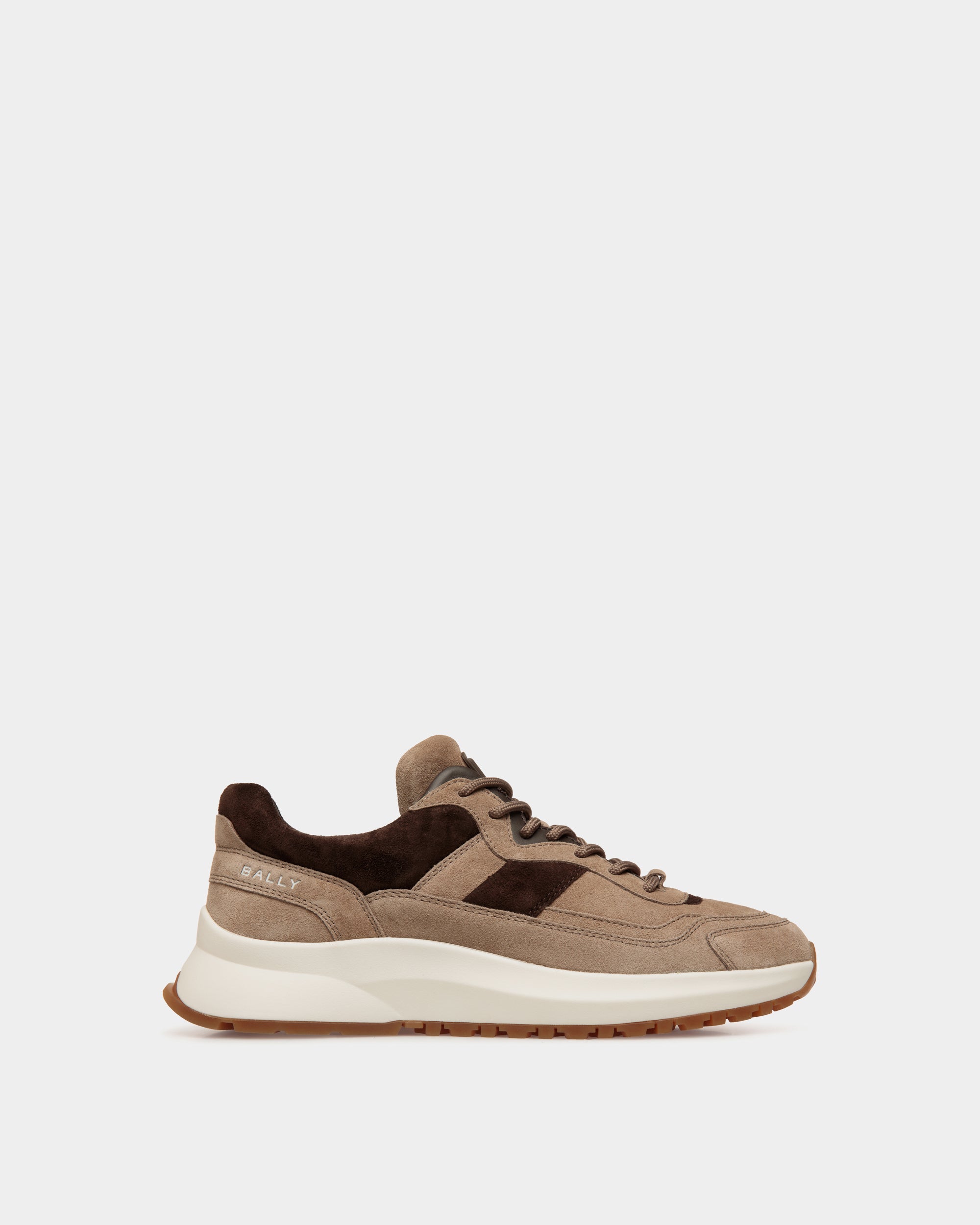 Sneaker Outline In Pelle Scamosciata Grigio Talpa Ed Ebano - Uomo - Bally - 01