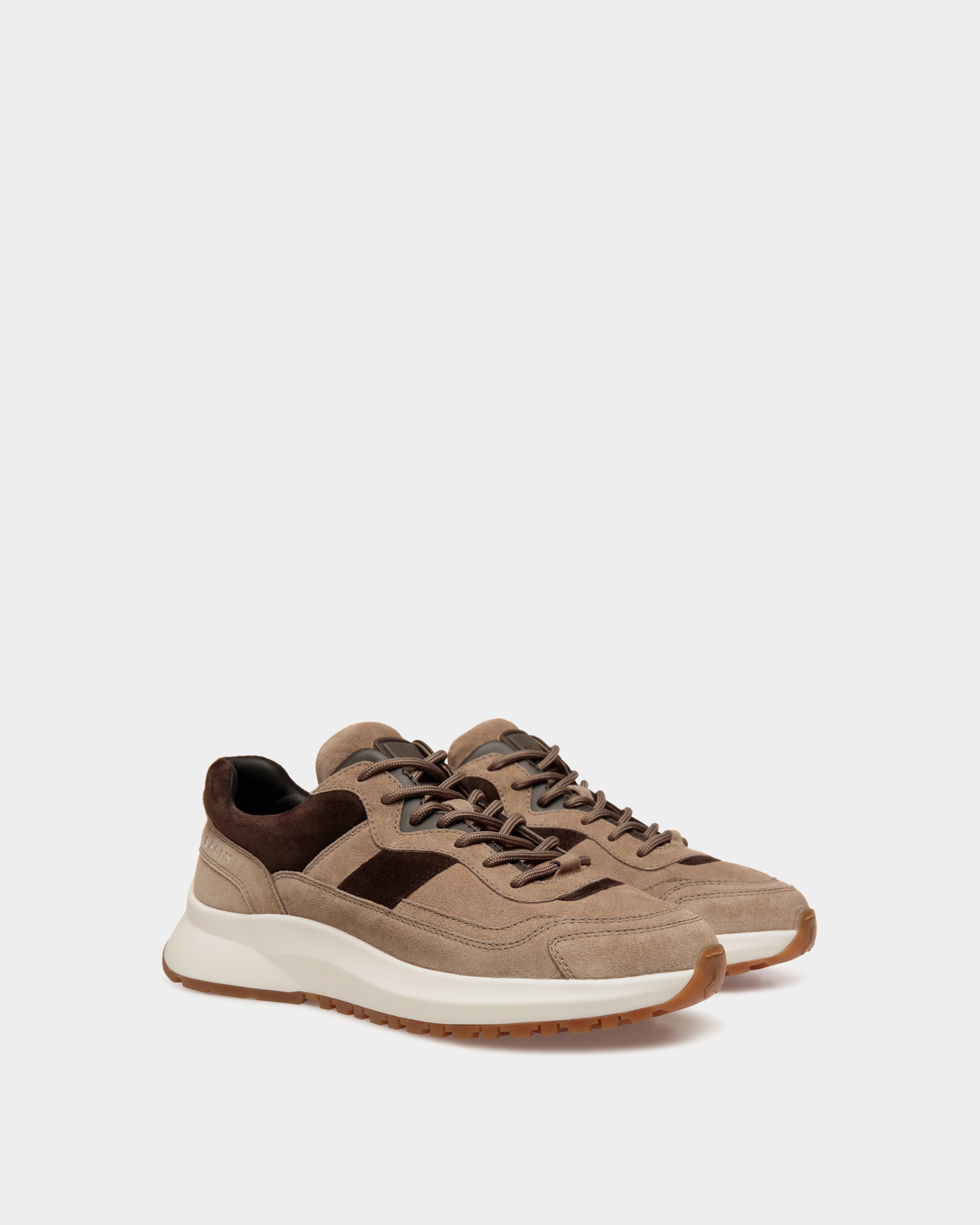 Sneaker Outline In Pelle Scamosciata Grigio Talpa Ed Ebano - Uomo - Bally - 03
