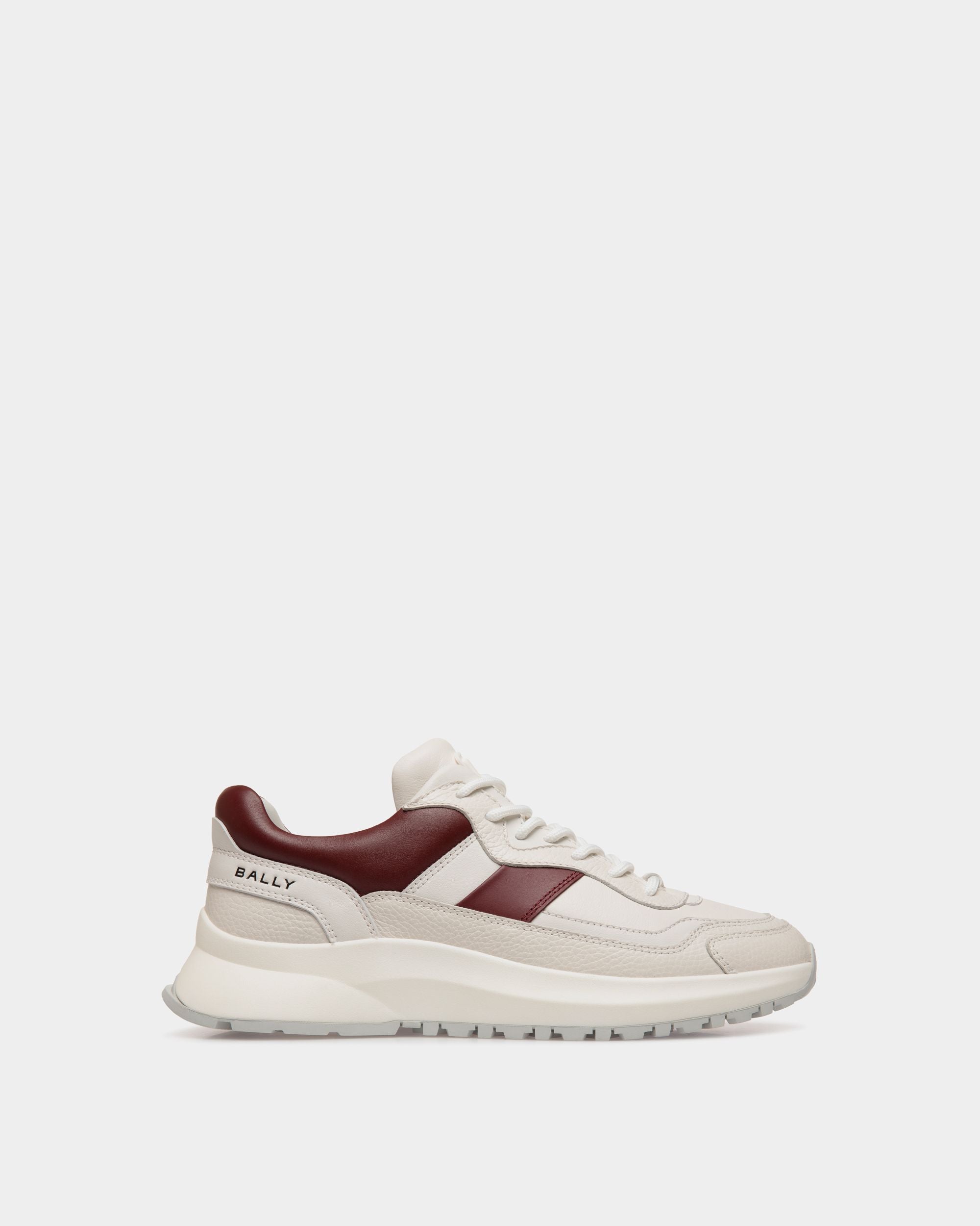Sneaker Outline In Pelle Bianca E Heritage Red - Uomo - Bally - 01