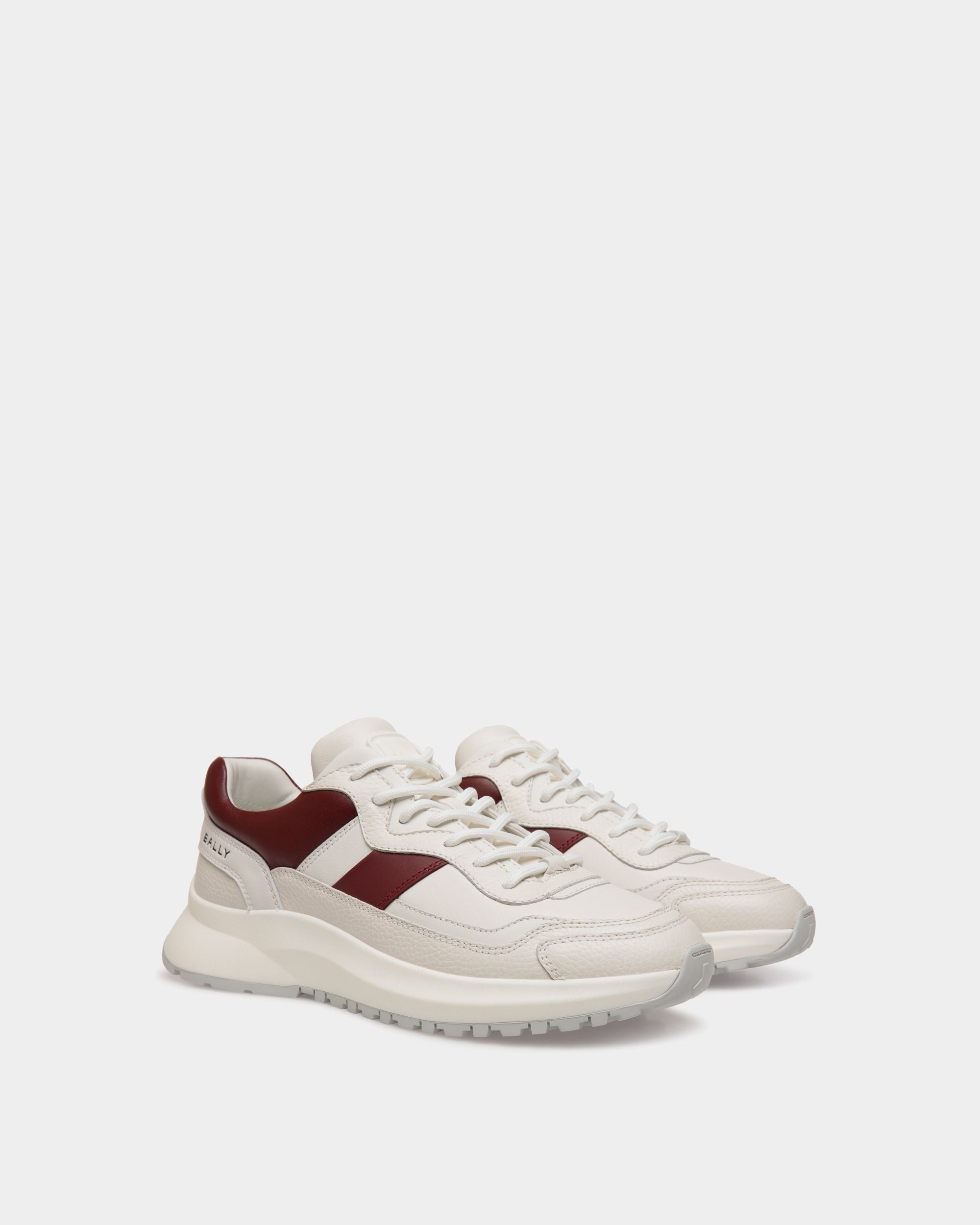 Sneaker Outline In Pelle Bianca E Heritage Red - Uomo - Bally - 02
