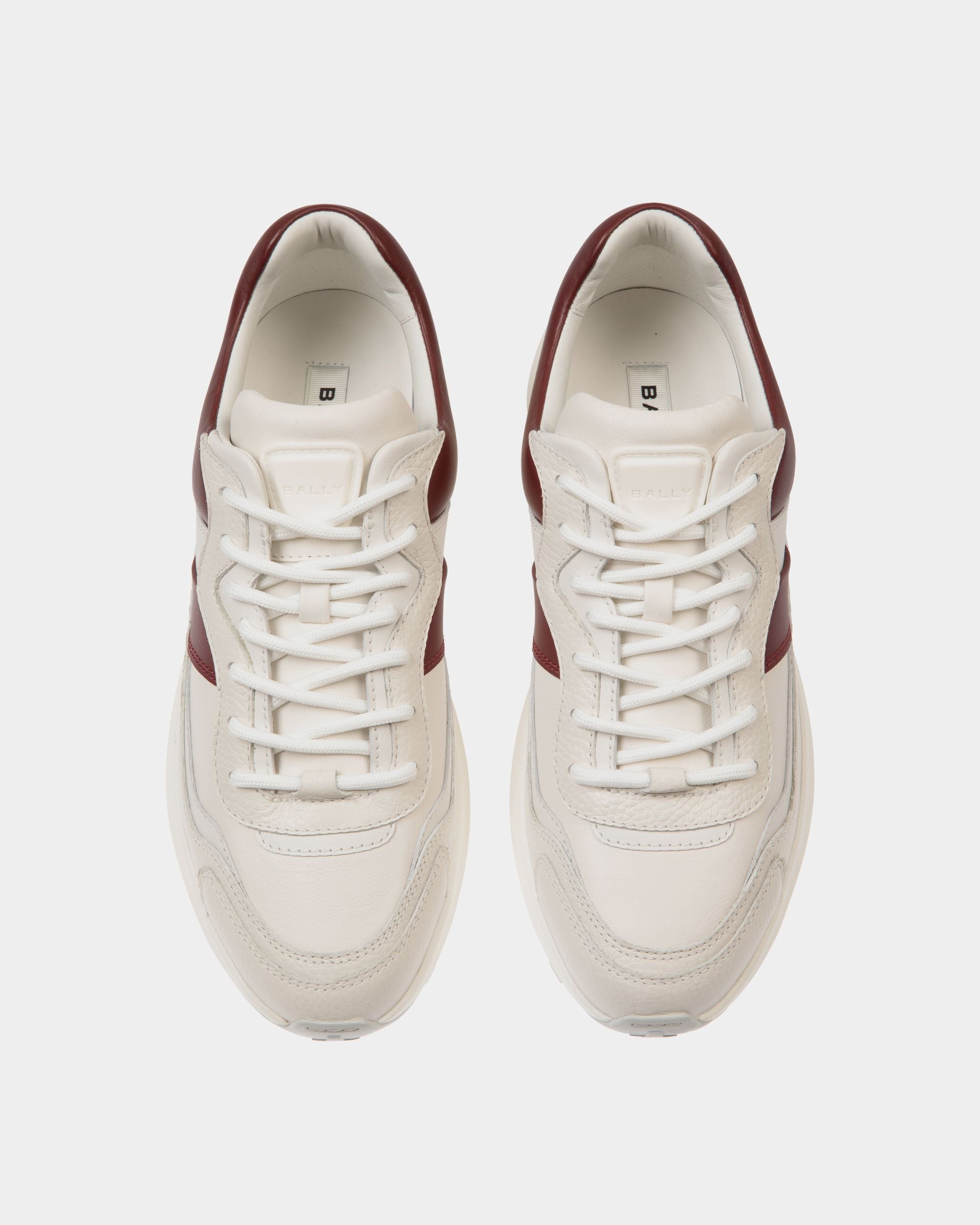 Sneaker Outline In Pelle Bianca E Heritage Red - Uomo - Bally - 04