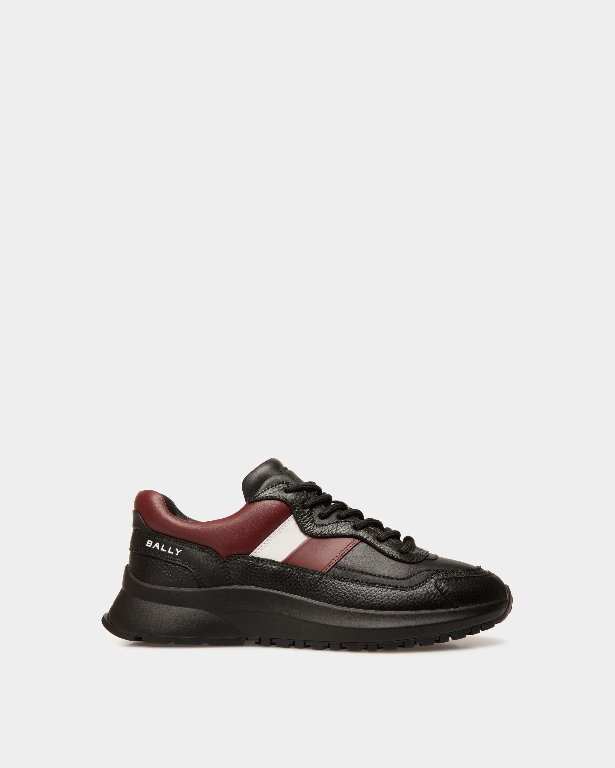Sneaker Outline In Pelle Nera E Heritage Red - Uomo - Bally - 01