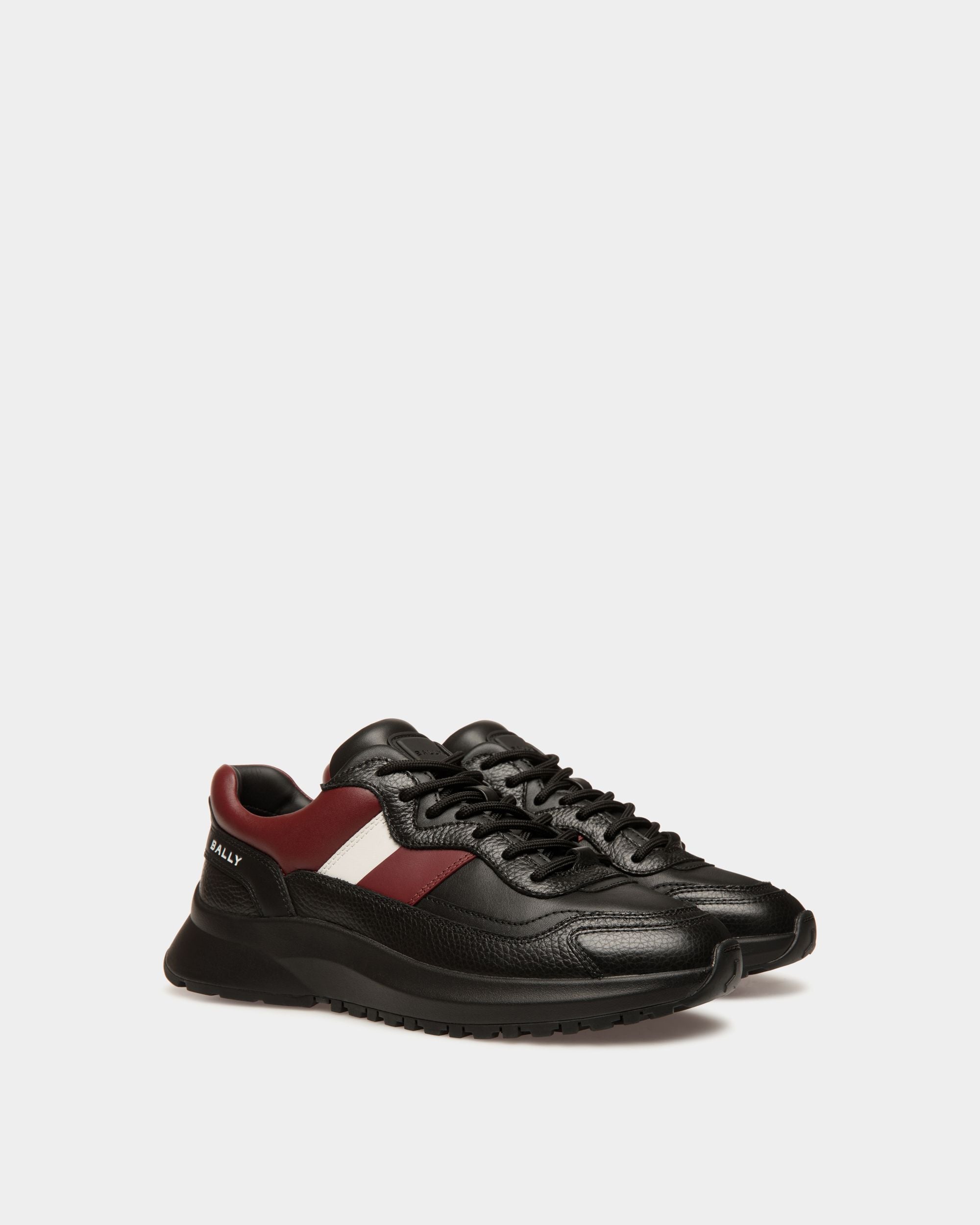Sneaker Outline In Pelle Nera E Heritage Red - Uomo - Bally - 02