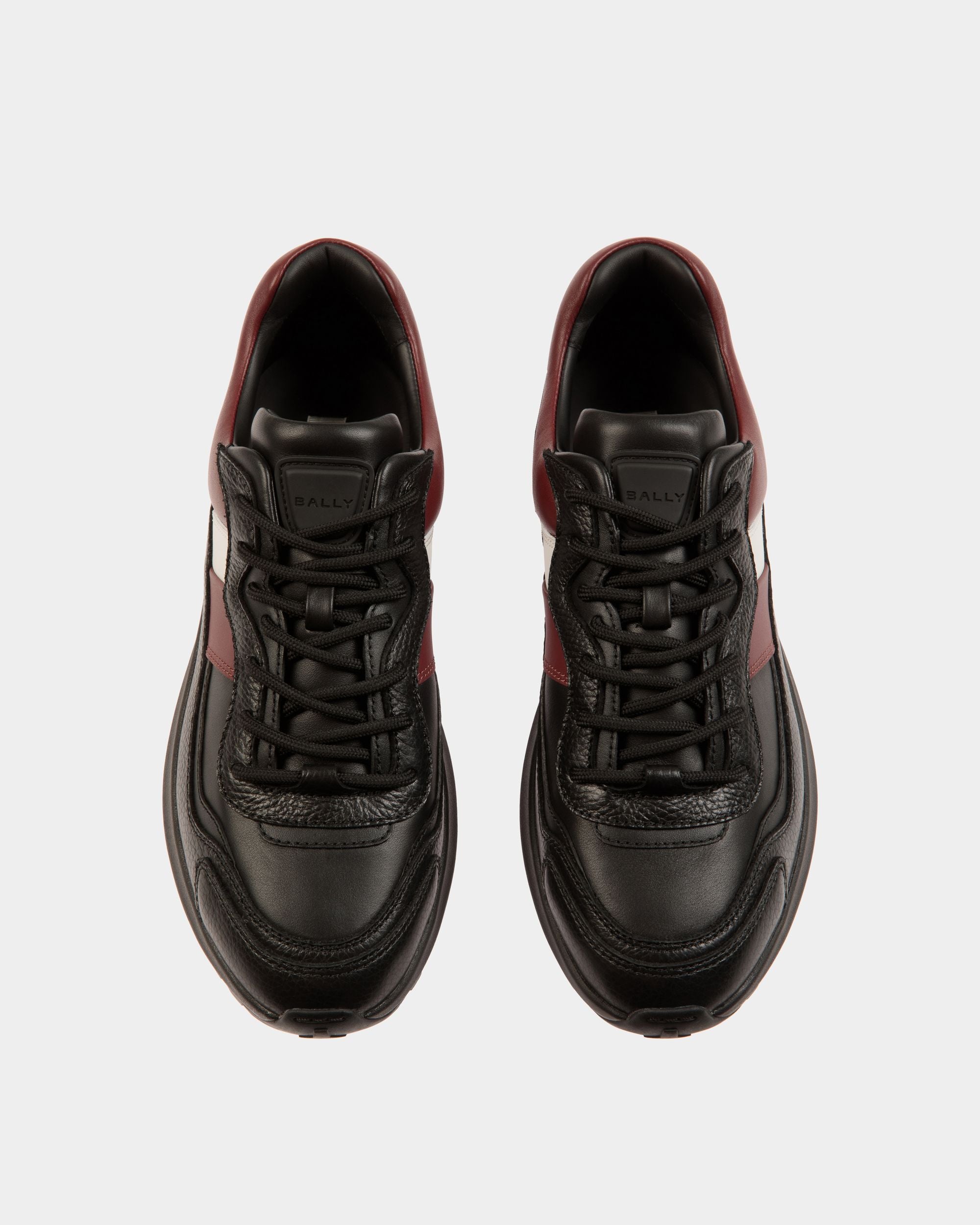 Sneaker Outline In Pelle Nera E Heritage Red - Uomo - Bally - 04