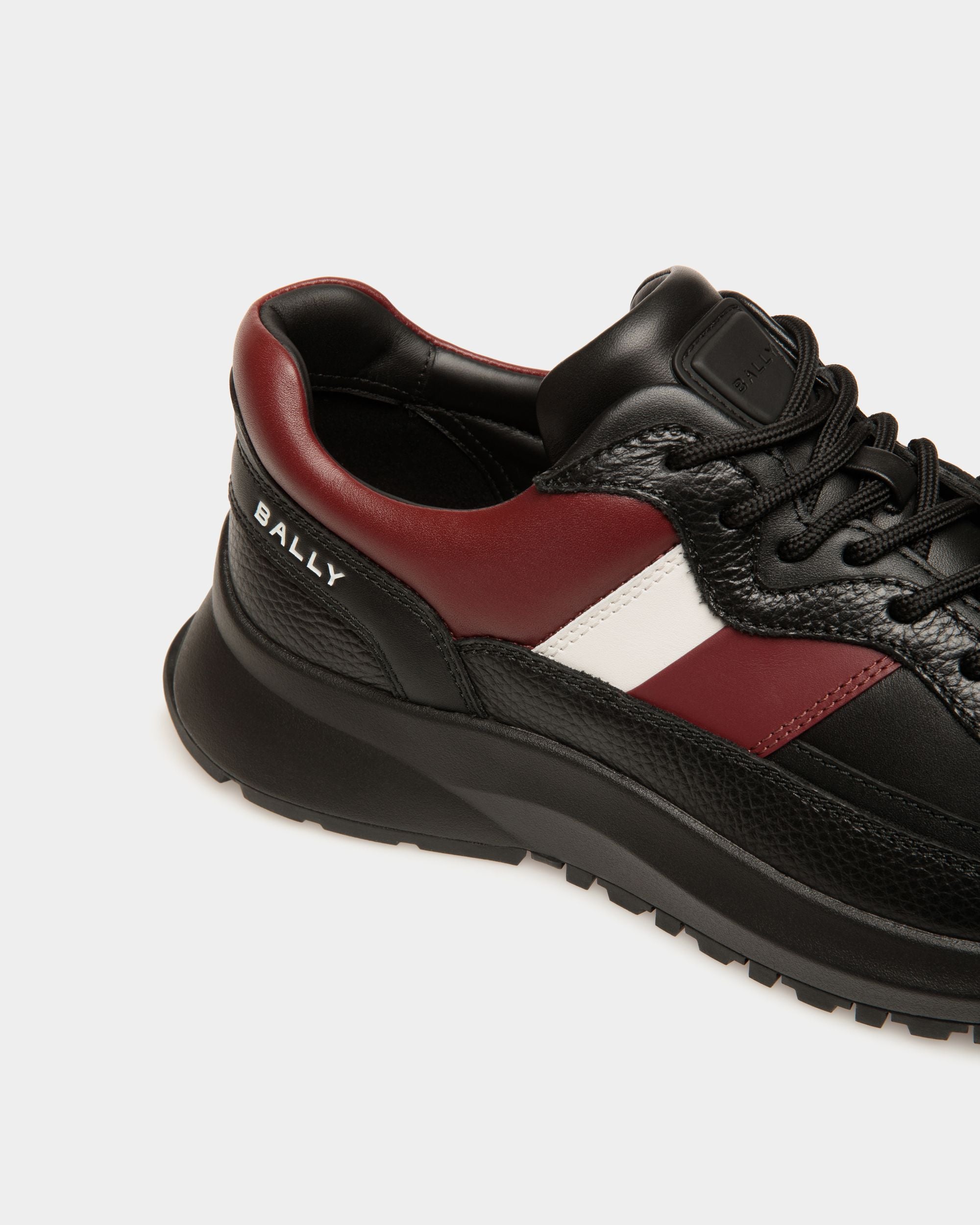 Sneaker Outline In Pelle Nera E Heritage Red - Uomo - Bally - 05