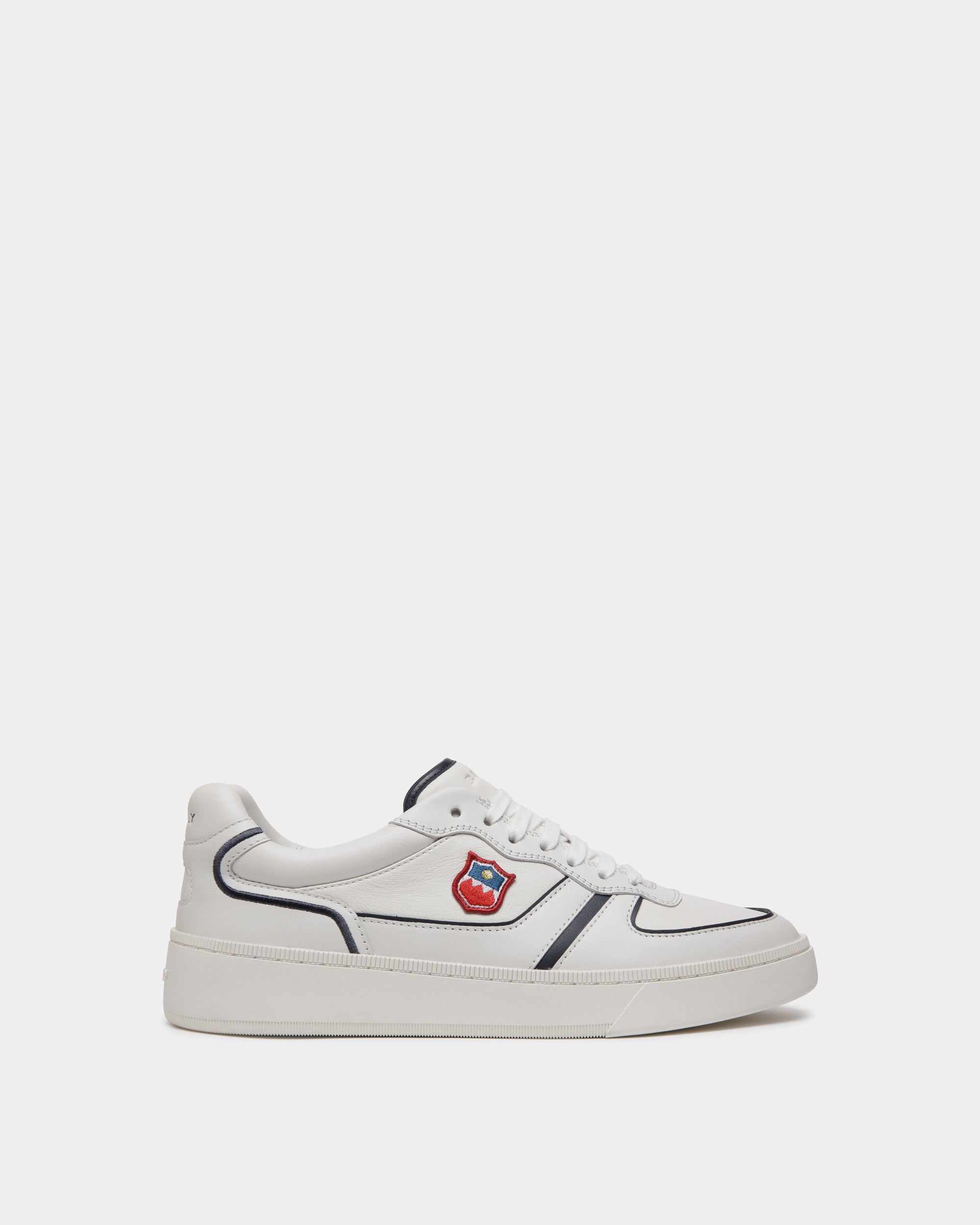 Sneaker Raise In Pelle Bianca E Navy Blue - Uomo - Bally - 01