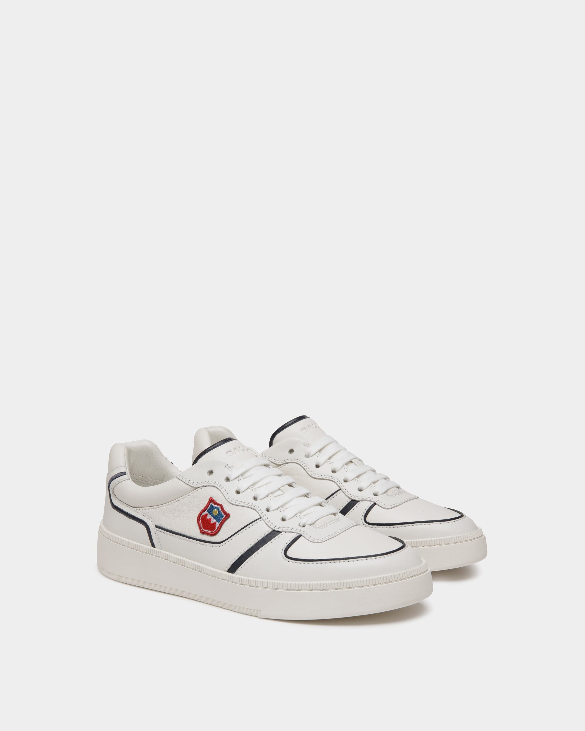 Sneaker Raise In Pelle Bianca E Navy Blue - Uomo - Bally - 03