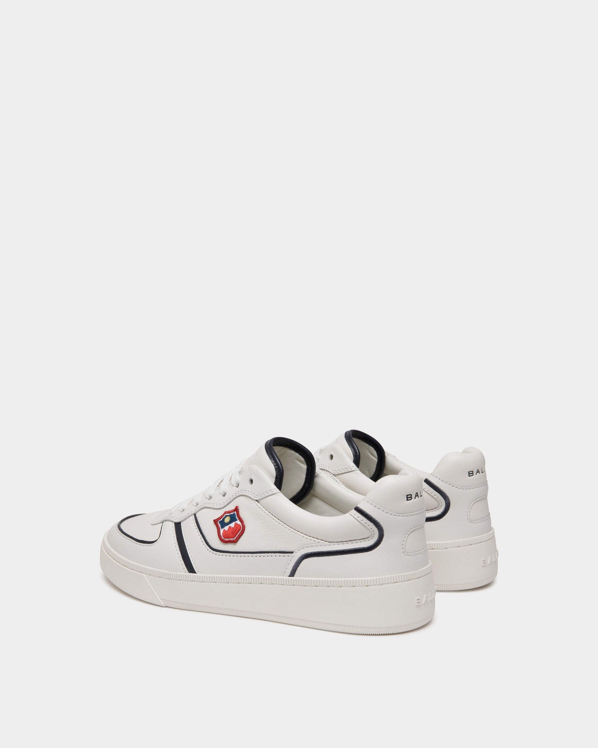 Sneaker Raise In Pelle Bianca E Navy Blue - Uomo - Bally - 04