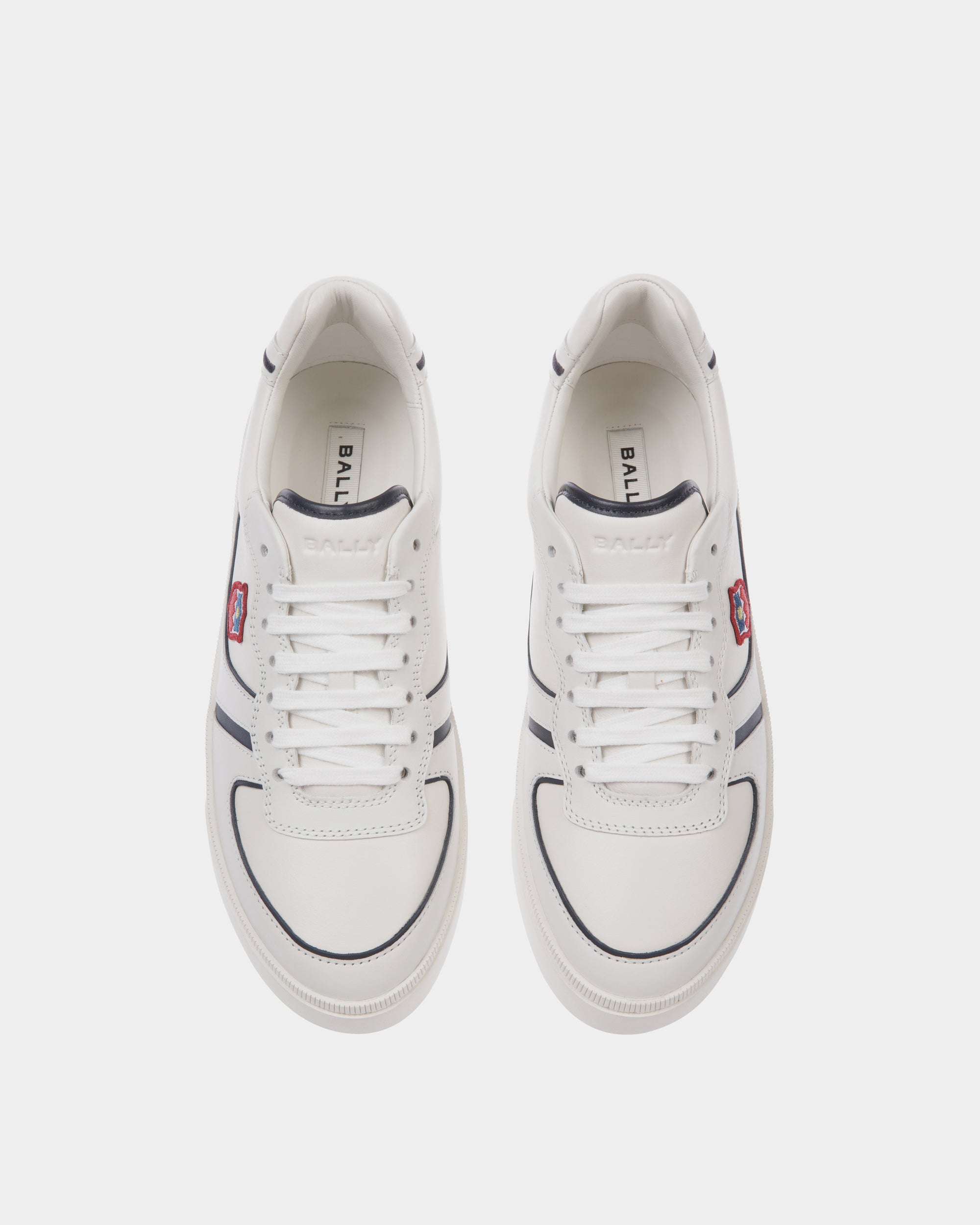 Sneaker Raise In Pelle Bianca E Navy Blue - Uomo - Bally - 05