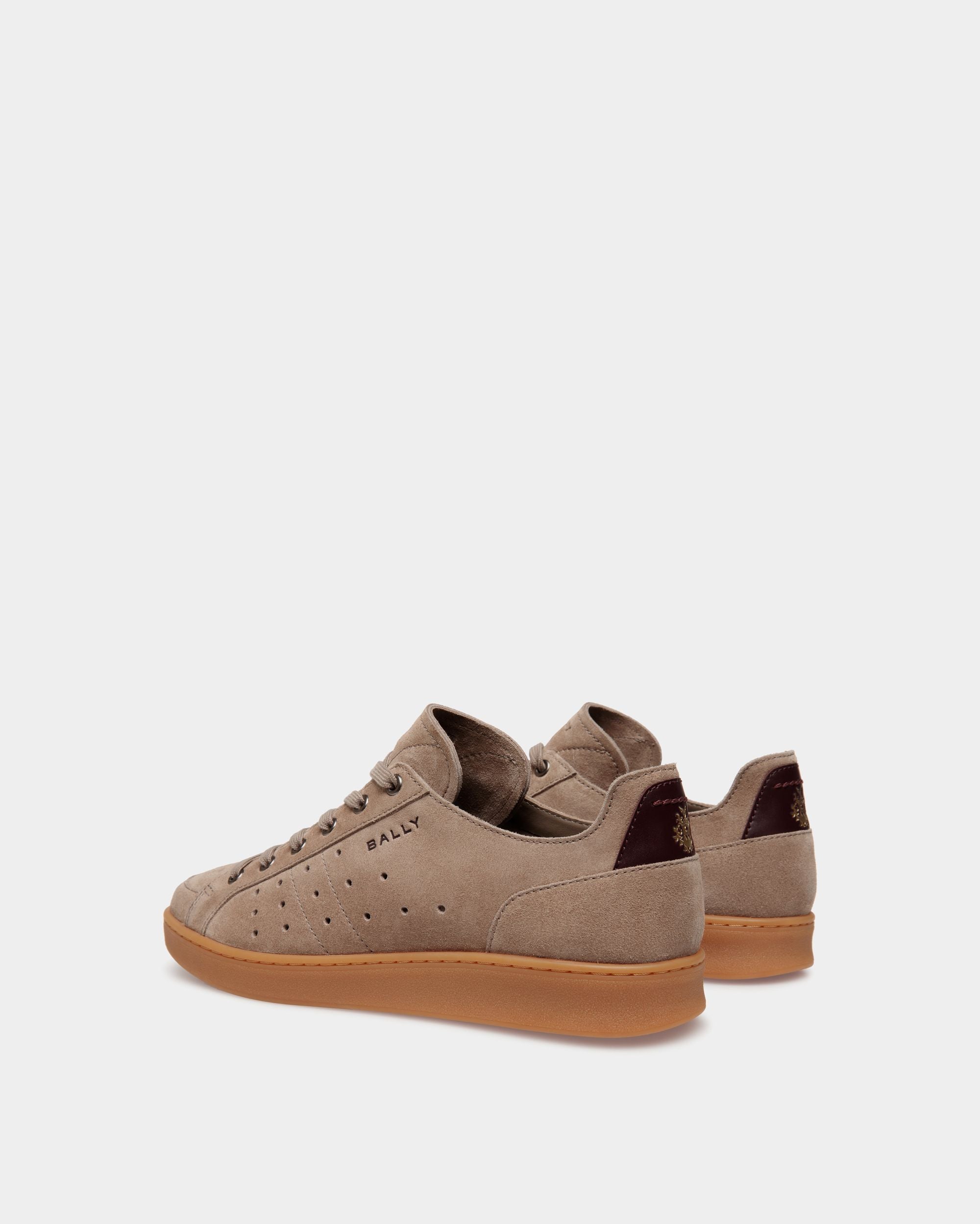 Sneaker Tennis In Pelle Scamosciata Grigio Talpa E Bordeaux Scuro - Uomo - Bally - 04