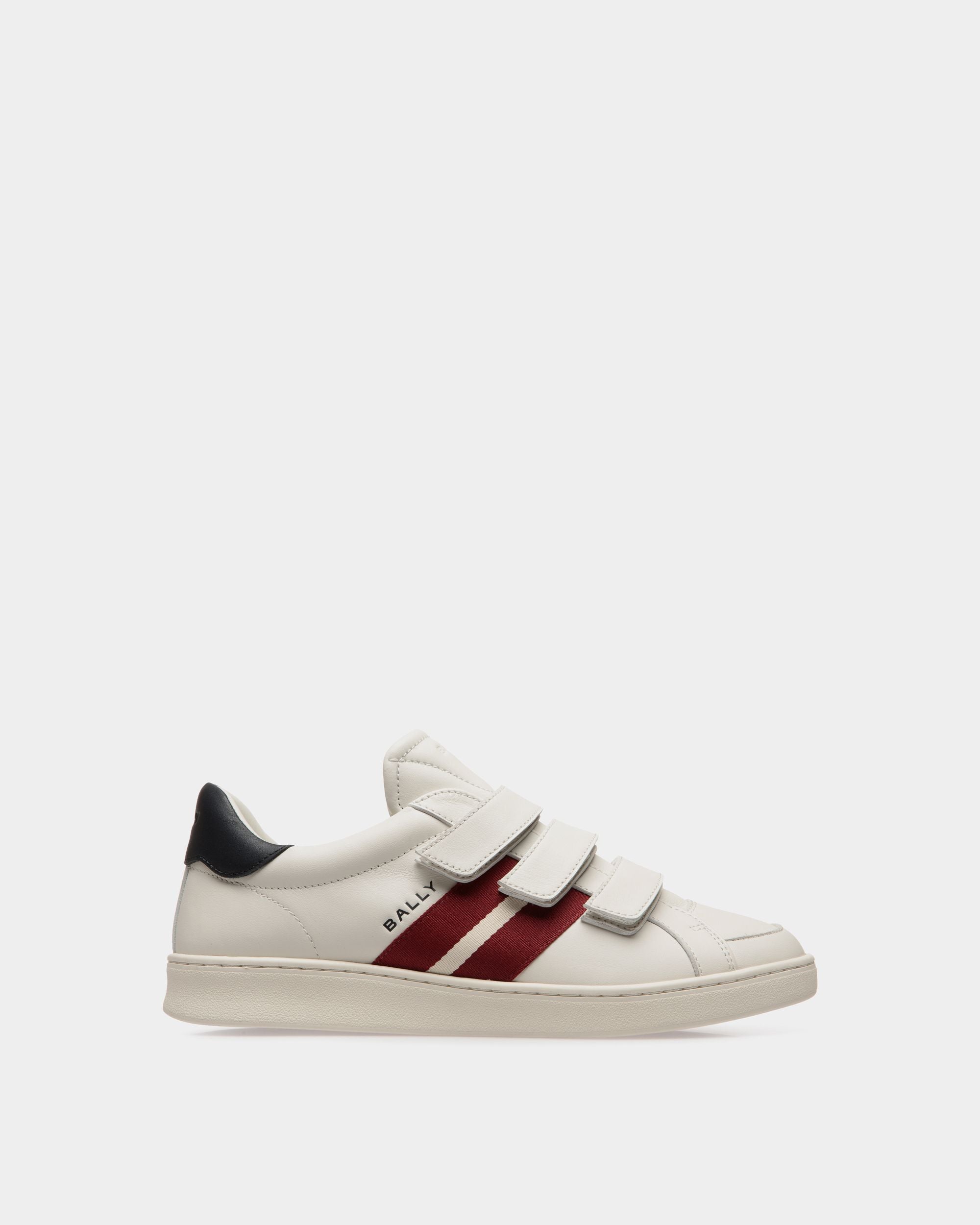 Sneaker Tennis In Pelle Bianca E Navy Blue - Uomo - Bally - 01