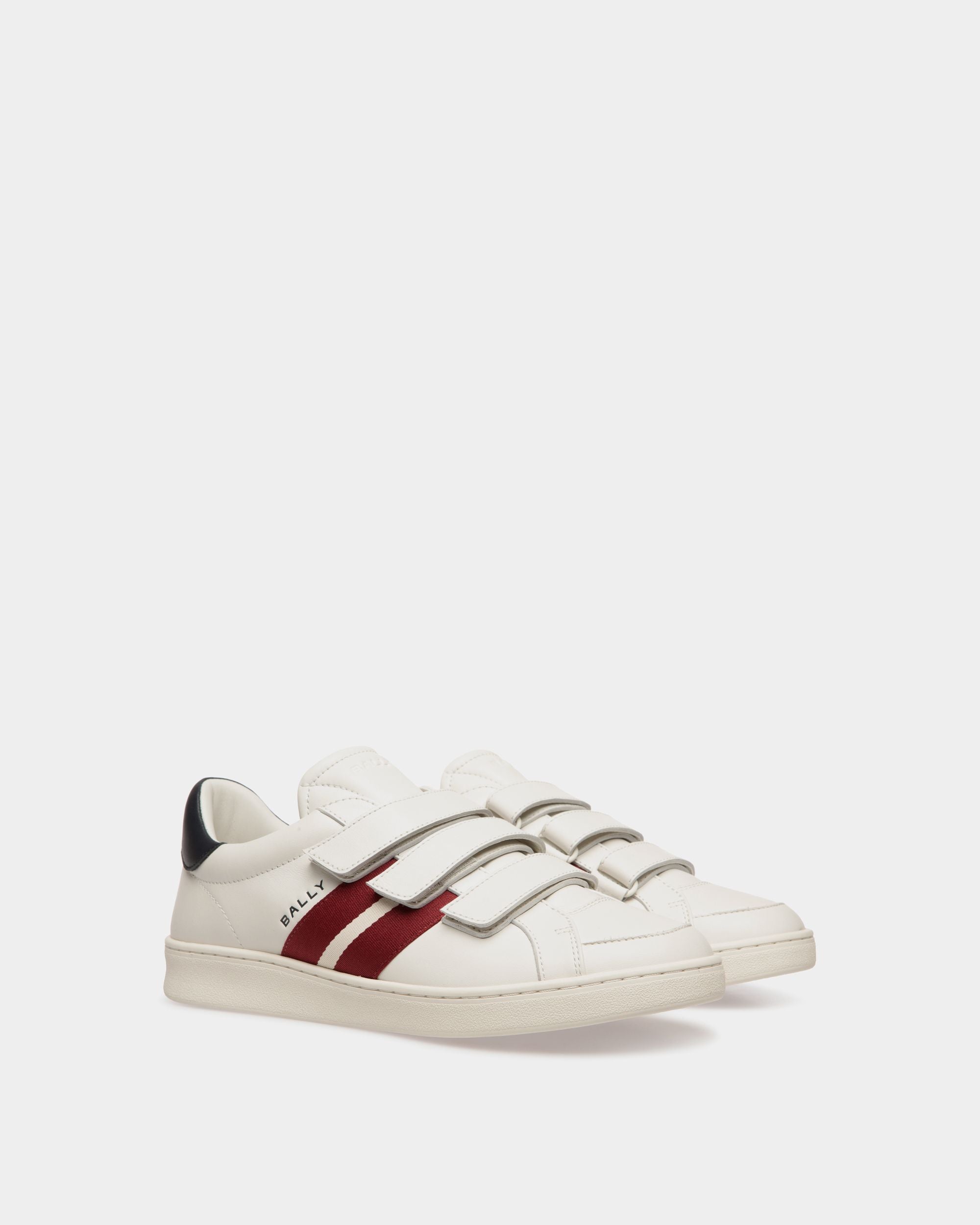 Sneaker Tennis In Pelle Bianca E Navy Blue - Uomo - Bally - 03