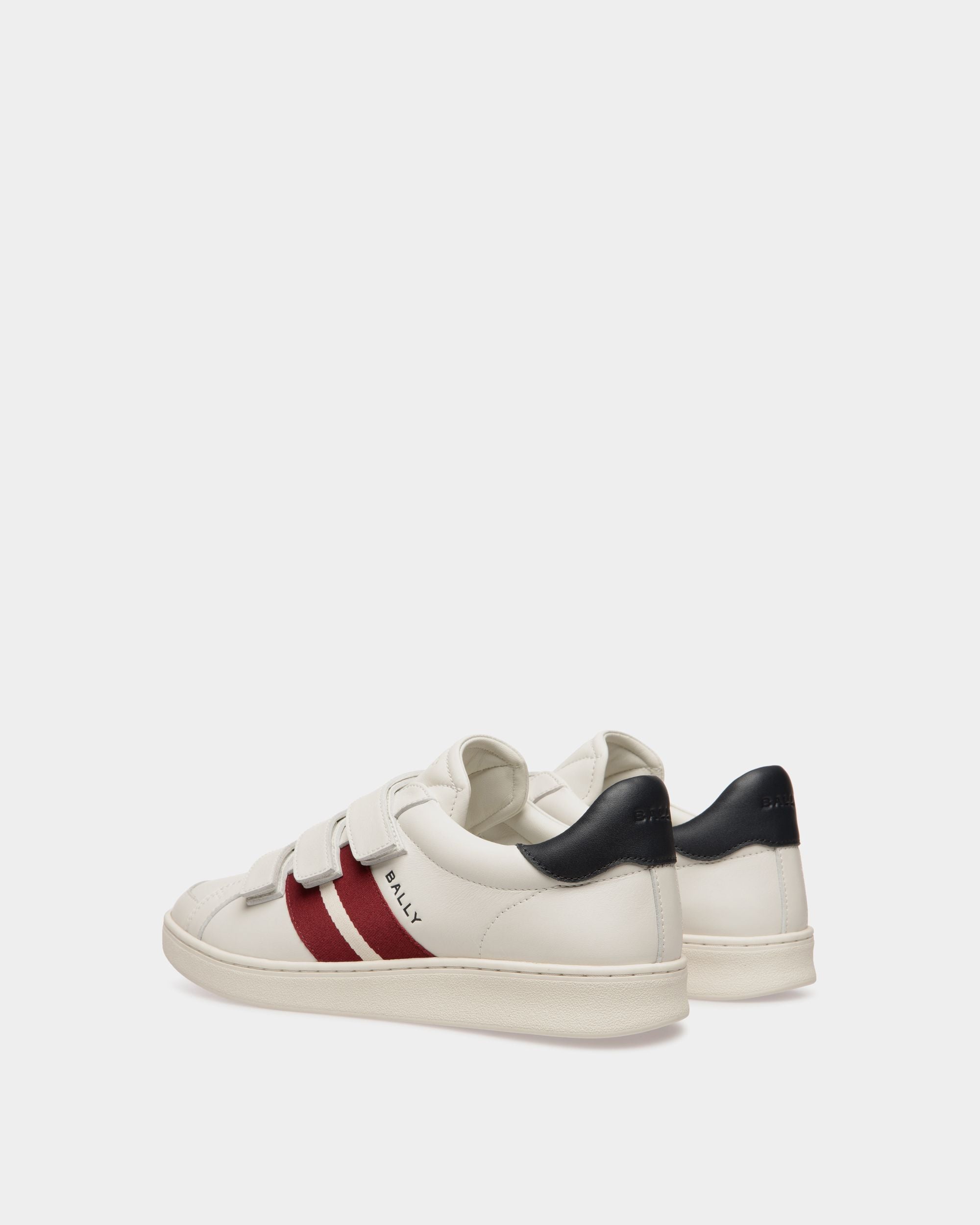 Sneaker Tennis In Pelle Bianca E Navy Blue - Uomo - Bally - 04