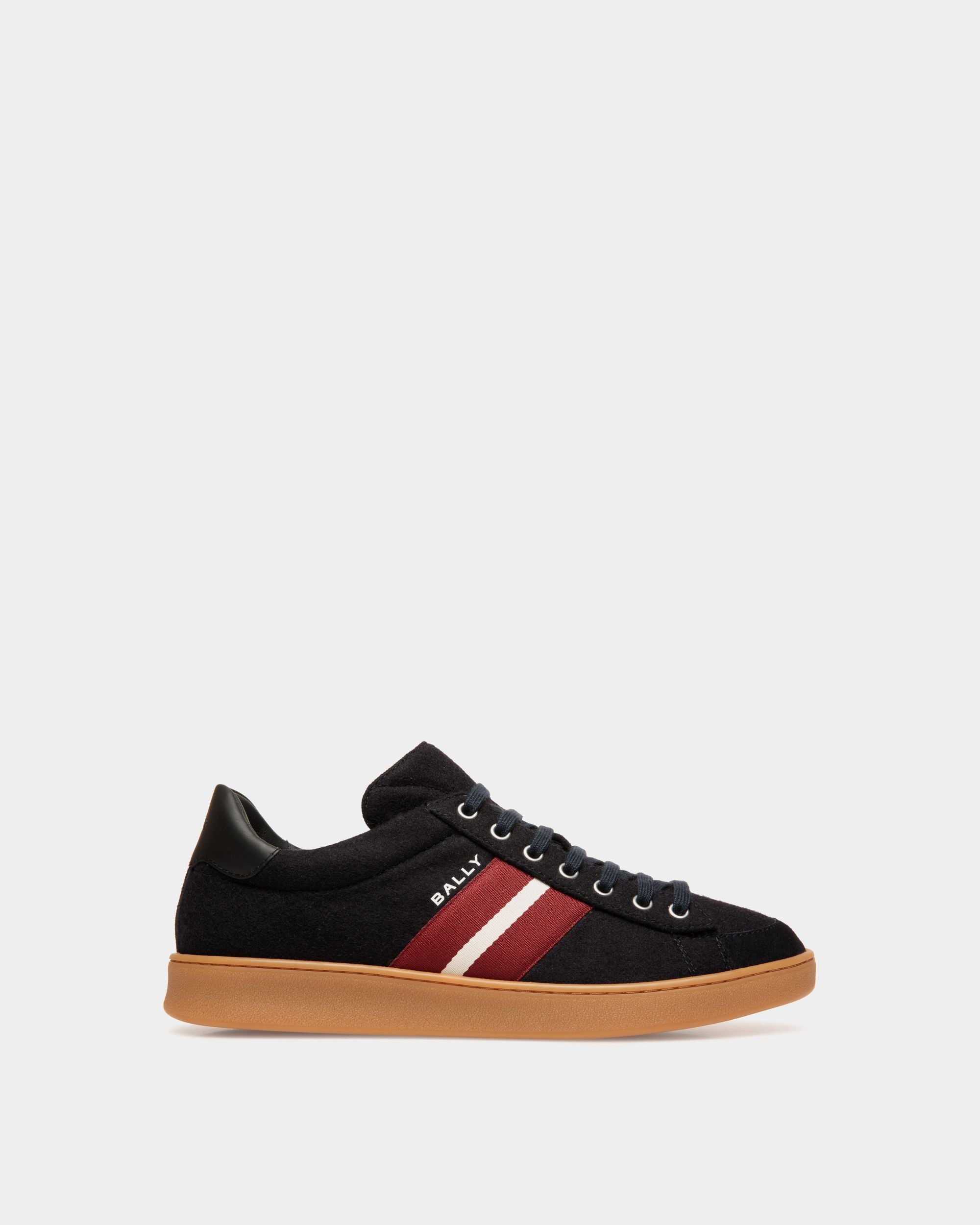 Sneaker Tennis In Lana Navy Blue E Pelle Nera - Uomo - Bally - 01