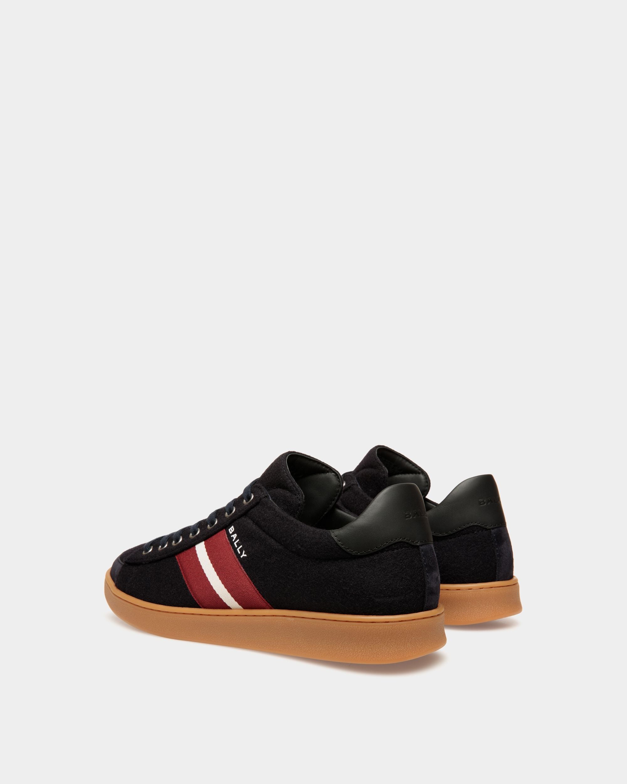Sneaker Tennis In Lana Navy Blue E Pelle Nera - Uomo - Bally - 03