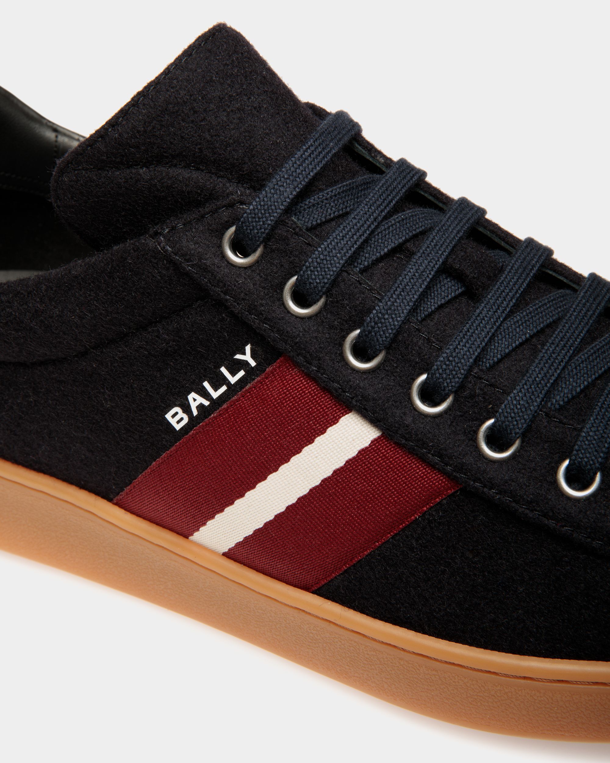 Sneaker Tennis In Lana Navy Blue E Pelle Nera - Uomo - Bally - 05