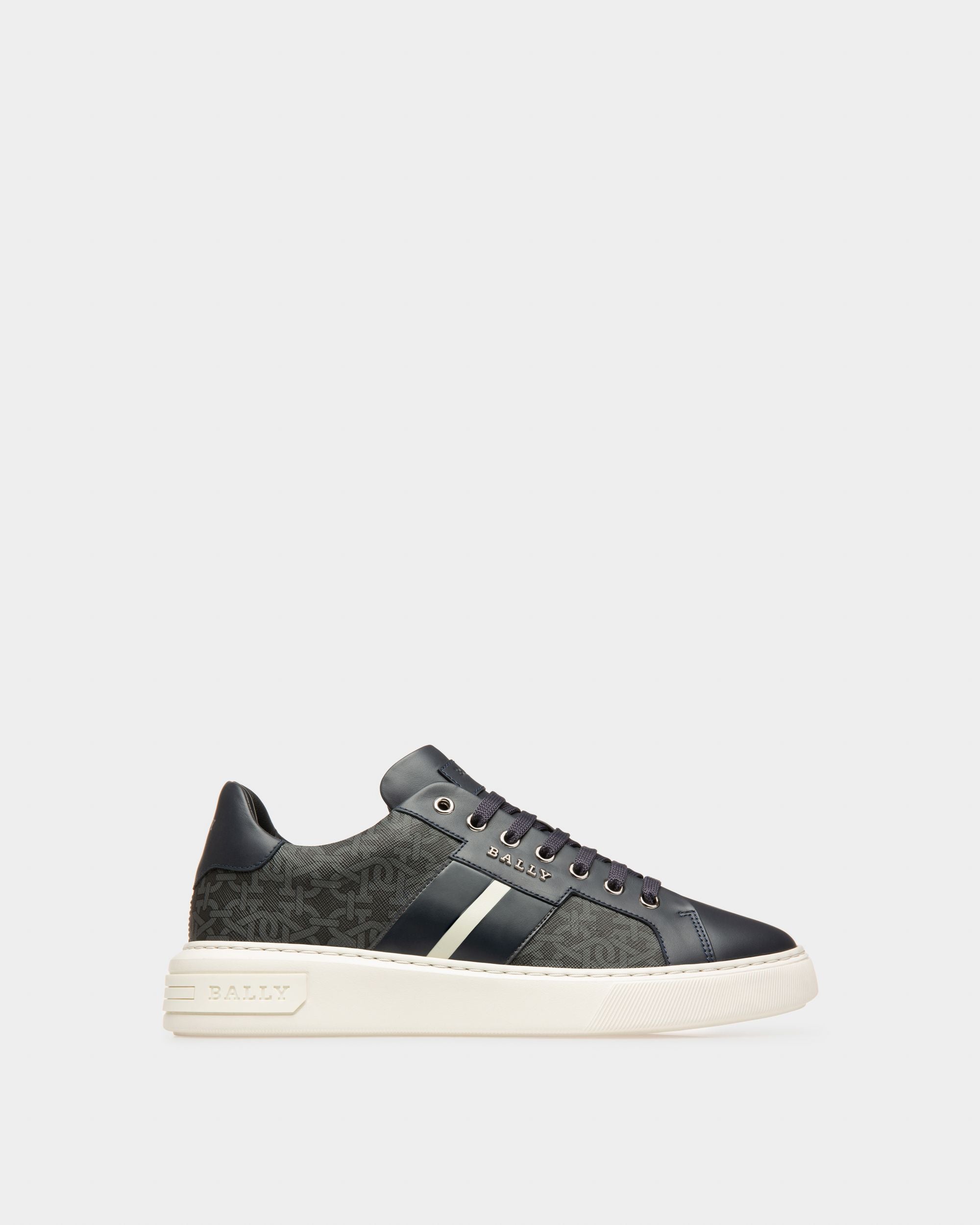 Myron Sneakers In Misto Cotone E Pelle In Grigio E Blu Navy - Uomo - Bally - 01