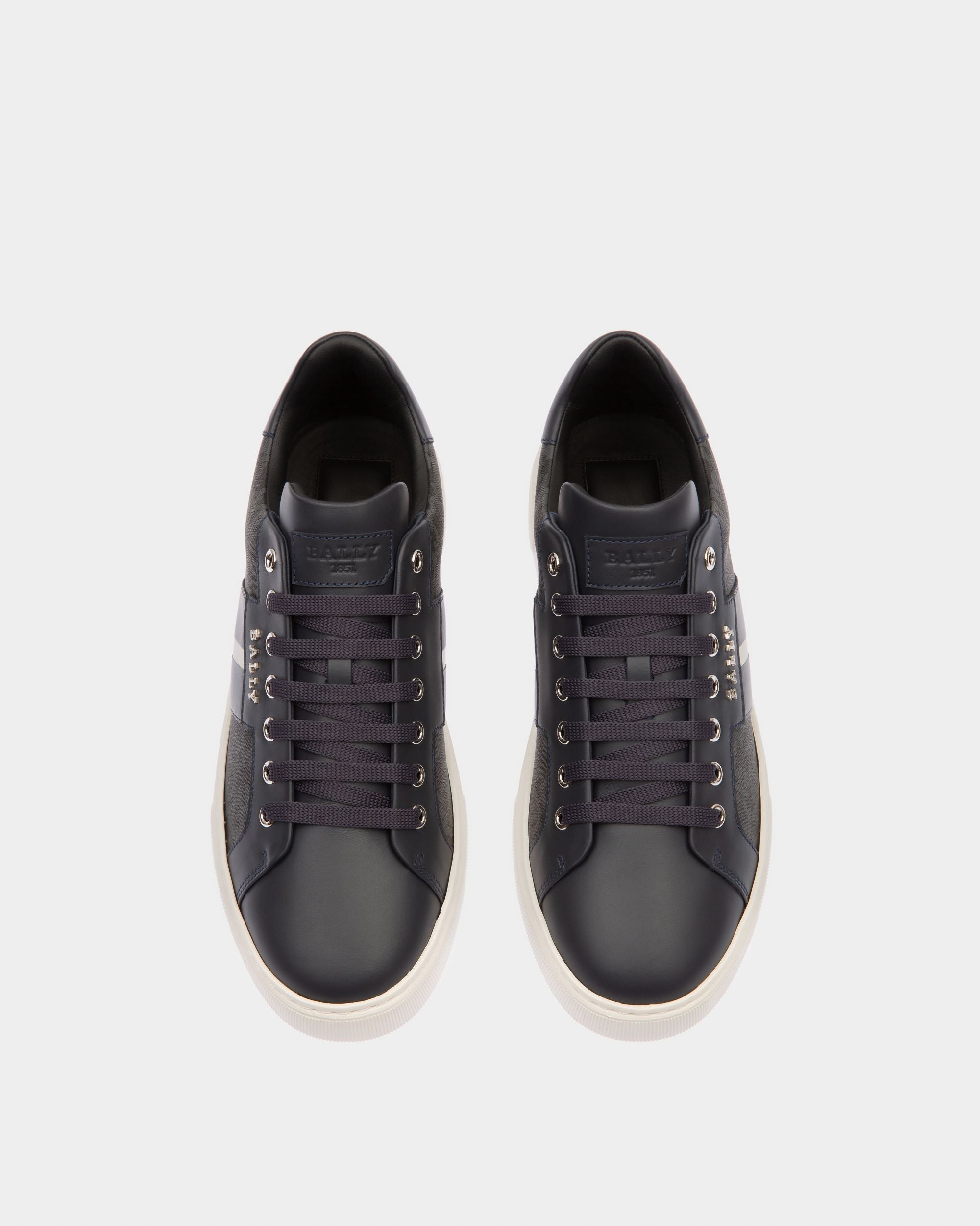 Myron Sneakers In Misto Cotone E Pelle In Grigio E Blu Navy - Uomo - Bally - 02