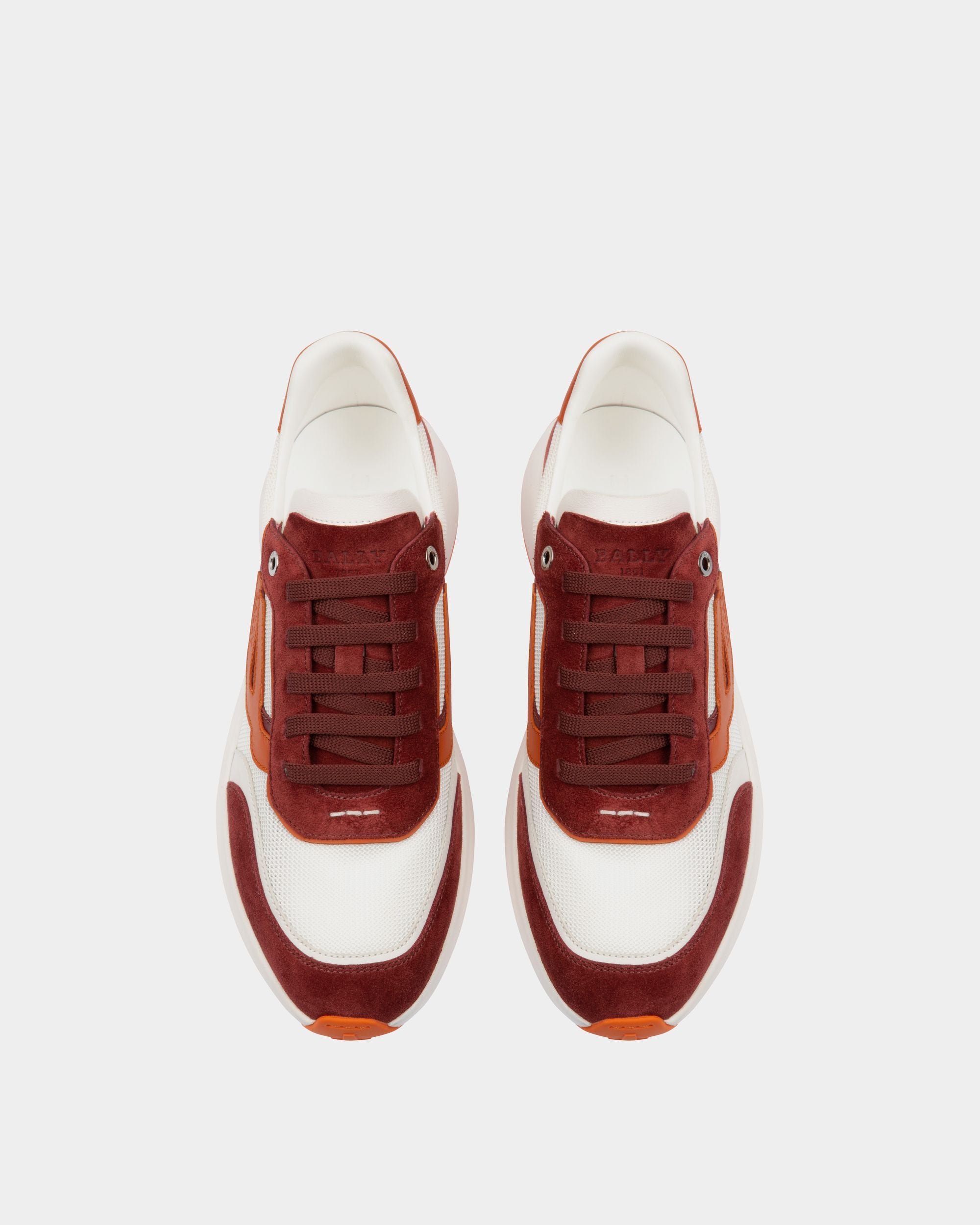 Demmy Sneaker In Rete E Pelle Rosso Antico E Bianca - Uomo - Bally - 04