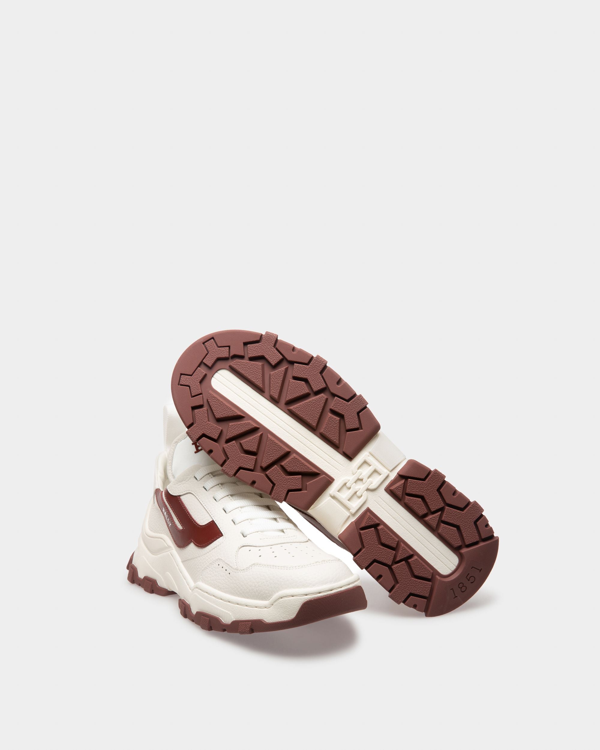Holden Sneakers In Pelle E Tessuto Bianco E Rosso Antico - Uomo - Bally - 05