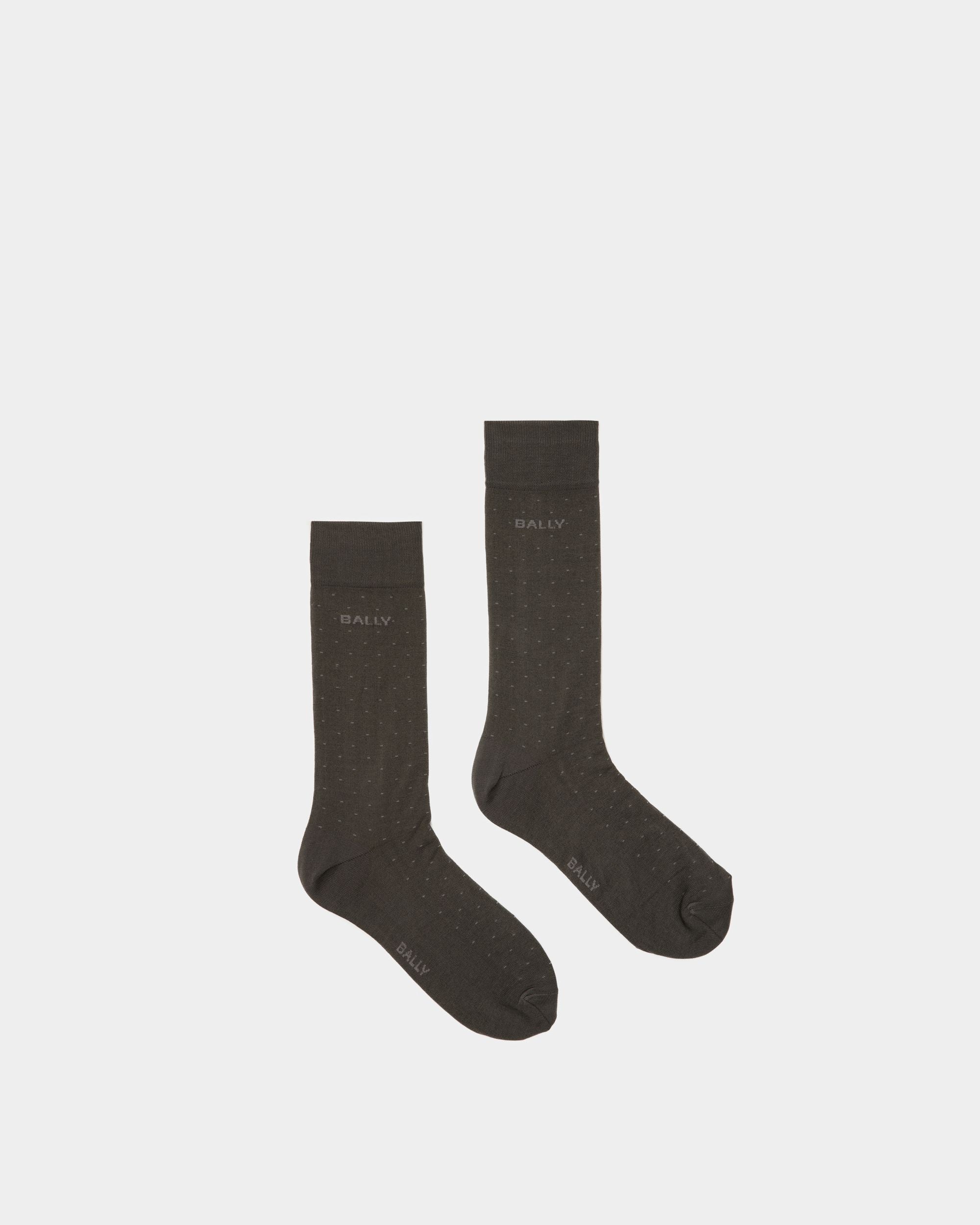 Calze Con Logo A Costine In Misto Cotone Grigio - Uomo - Bally - 01
