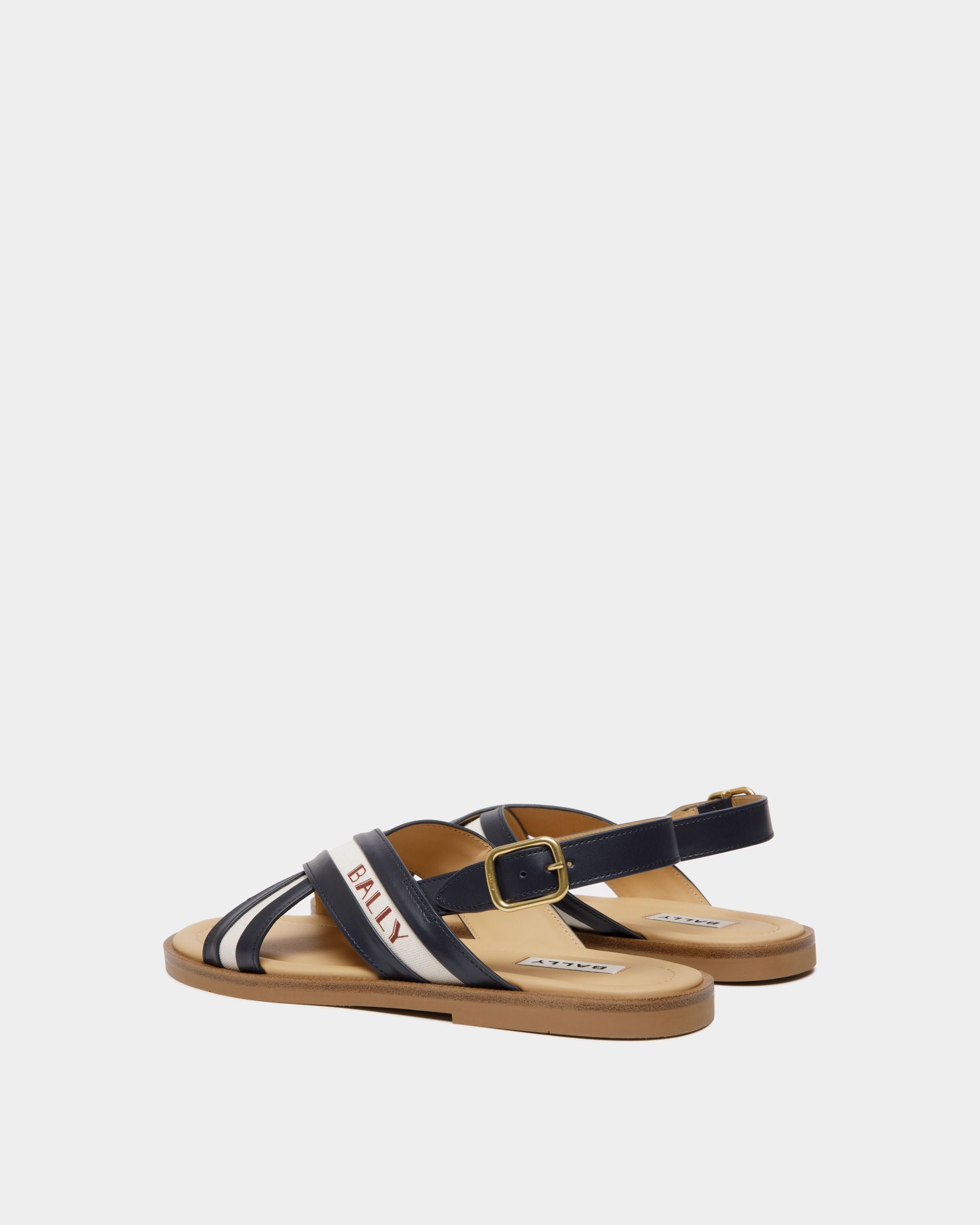 Sandalo Summer Capsule In Navy Blue, Pelle E Tela Naturale - Uomo - Bally - 03