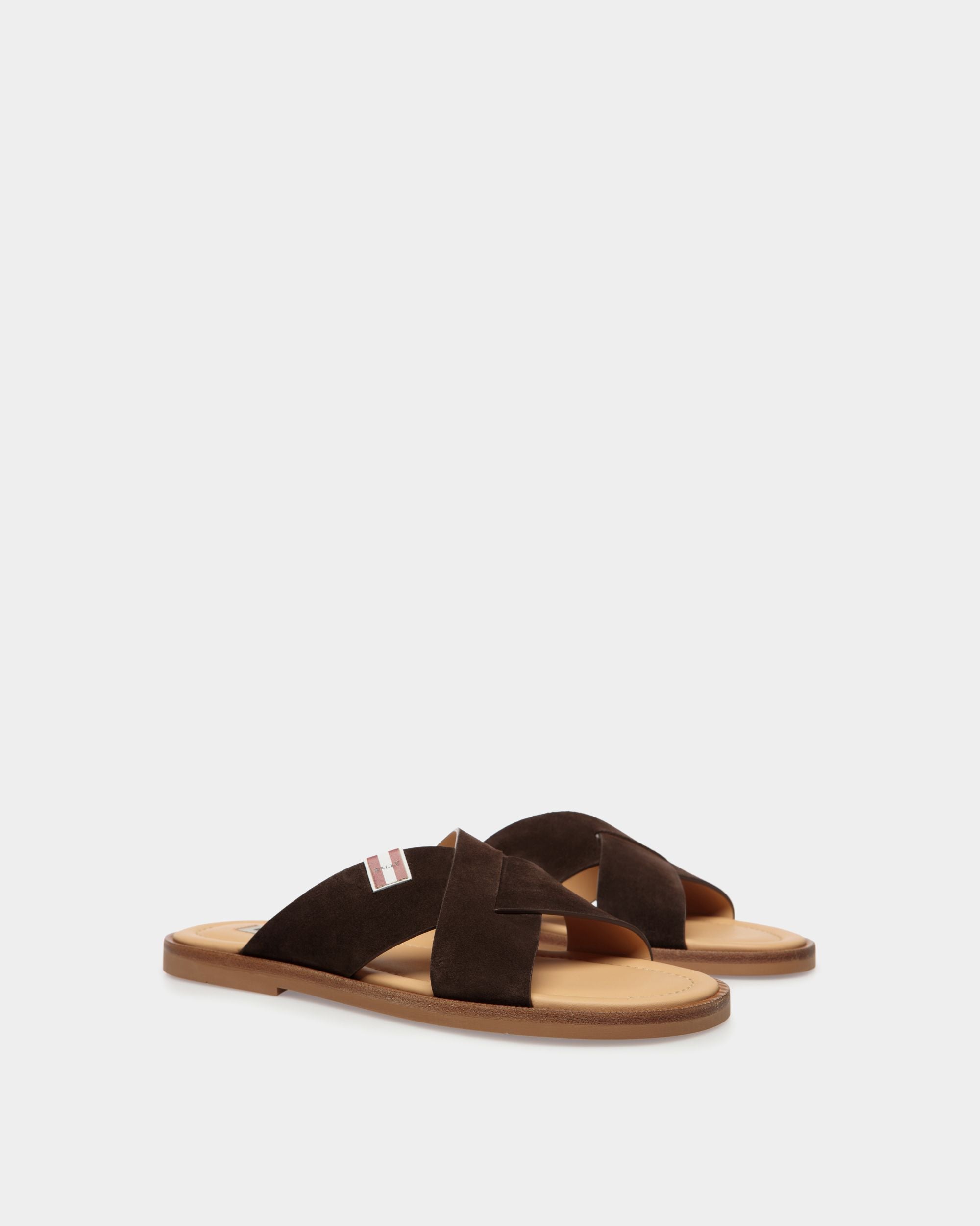 Sandalo Glide In Pelle Scamosciata Color Ebano - Uomo - Bally - 02
