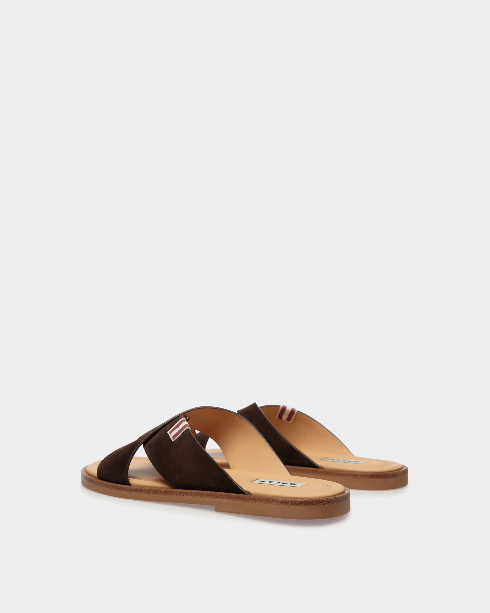 Sandalo Glide In Pelle Scamosciata Color Ebano - Uomo - Bally - 03