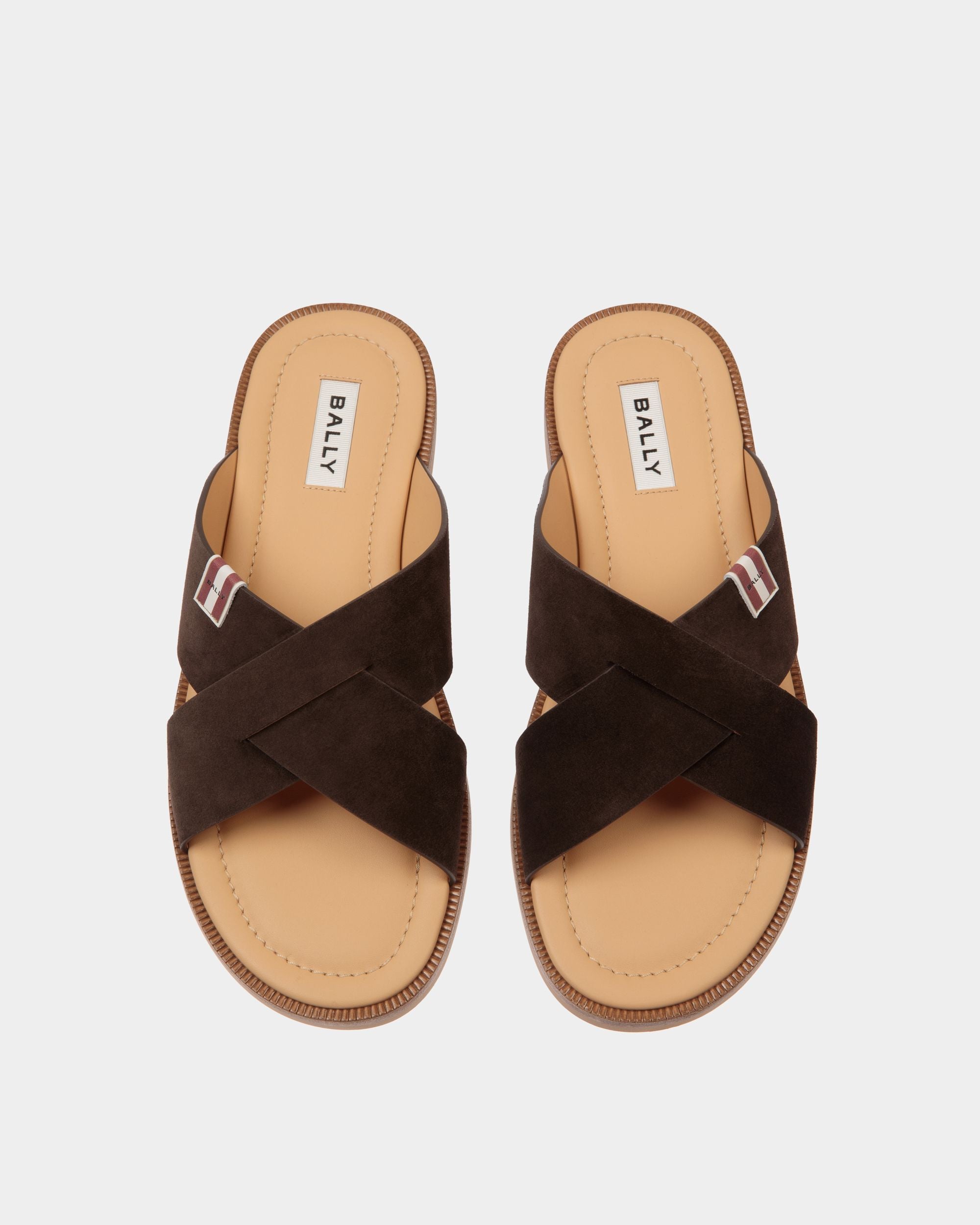 Sandalo Glide In Pelle Scamosciata Color Ebano - Uomo - Bally - 04