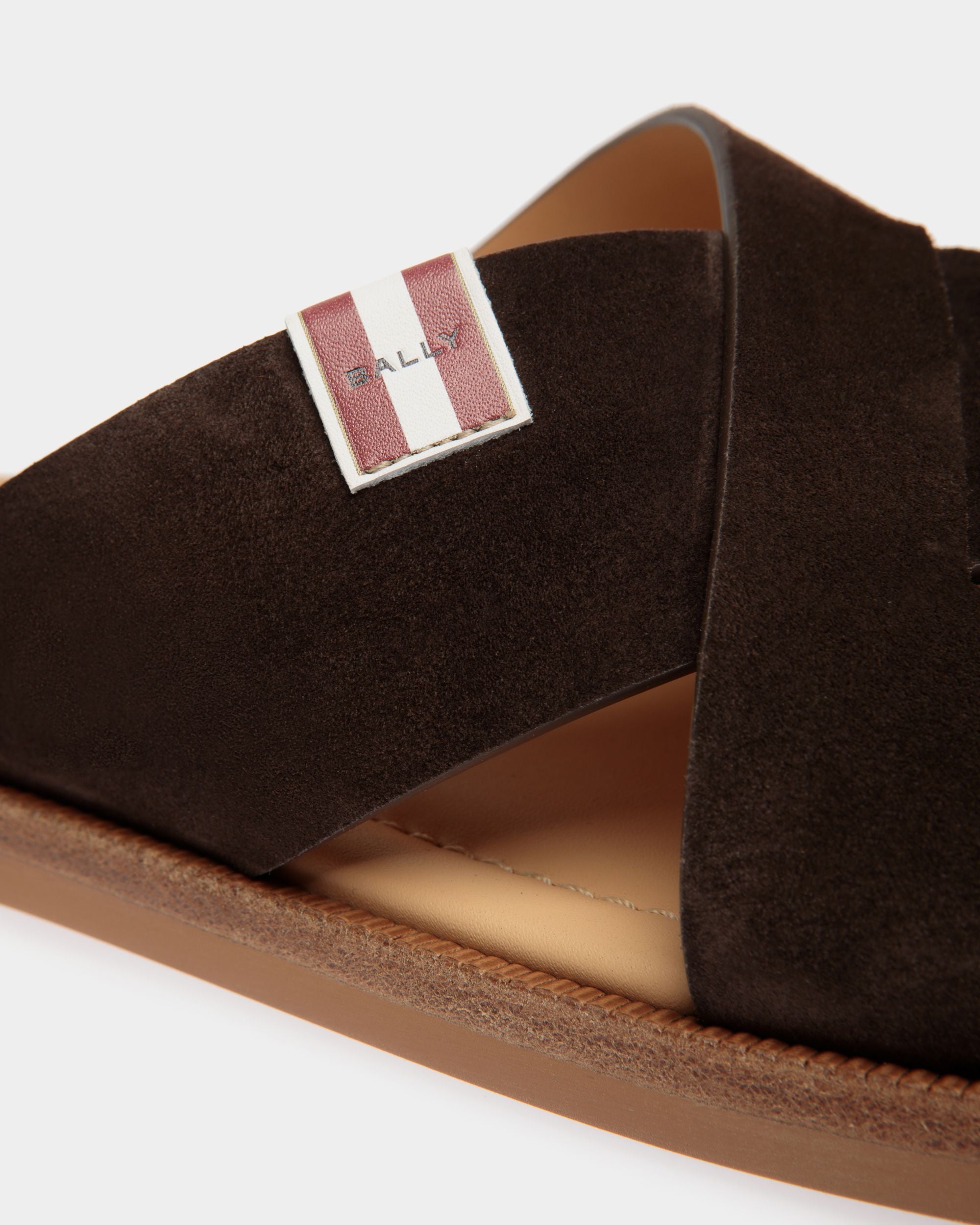 Sandalo Glide In Pelle Scamosciata Color Ebano - Uomo - Bally - 05