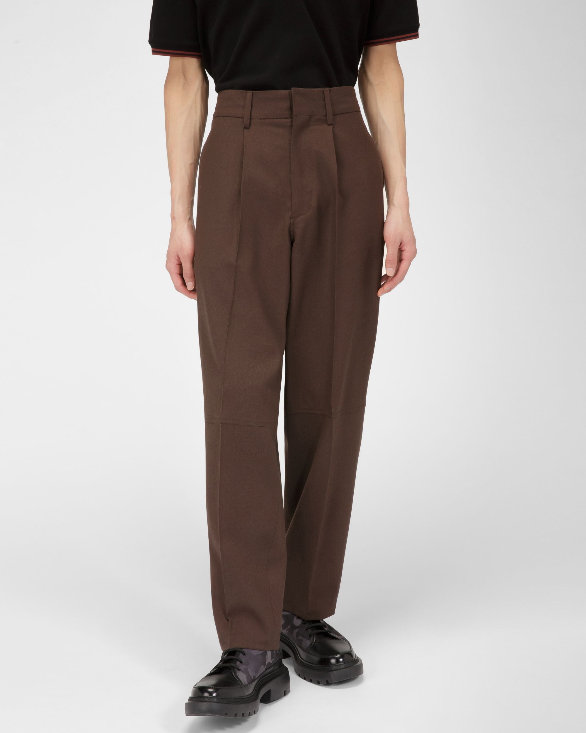 Pantaloni Sartoriali In Lana Marrone Scuro - Uomo - Bally - 01