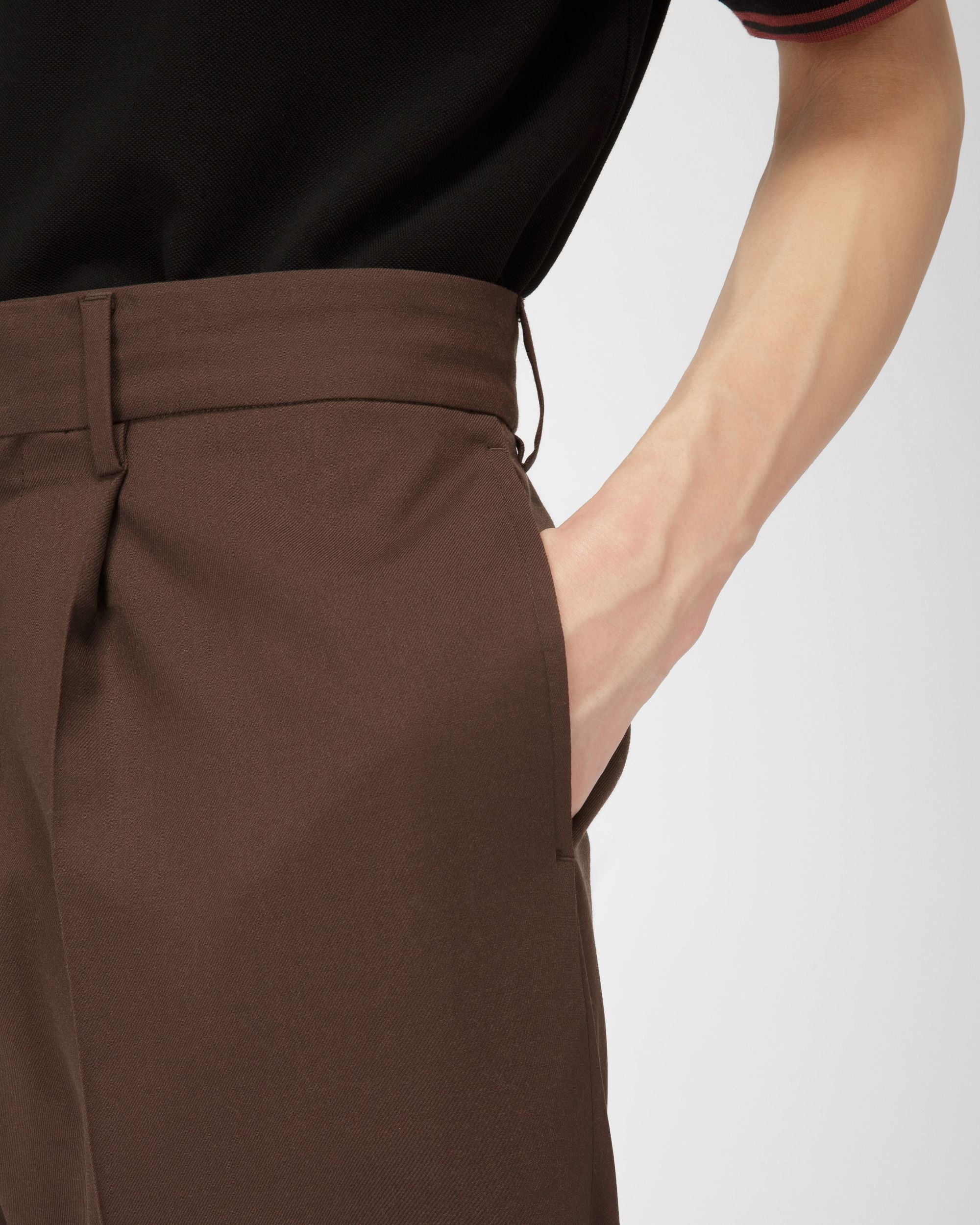 Pantaloni Sartoriali In Lana Marrone Scuro - Uomo - Bally - 02