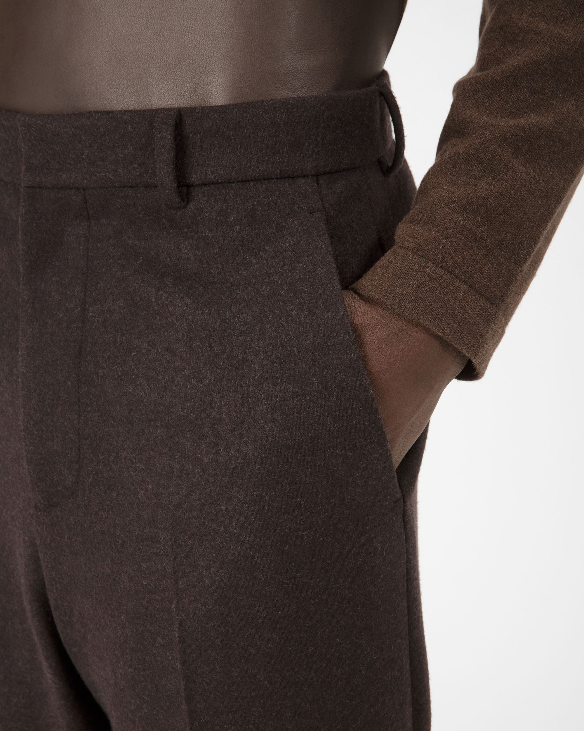 Pantaloni Sartoriali In Lana Marrone Ebano - Uomo - Bally - 02