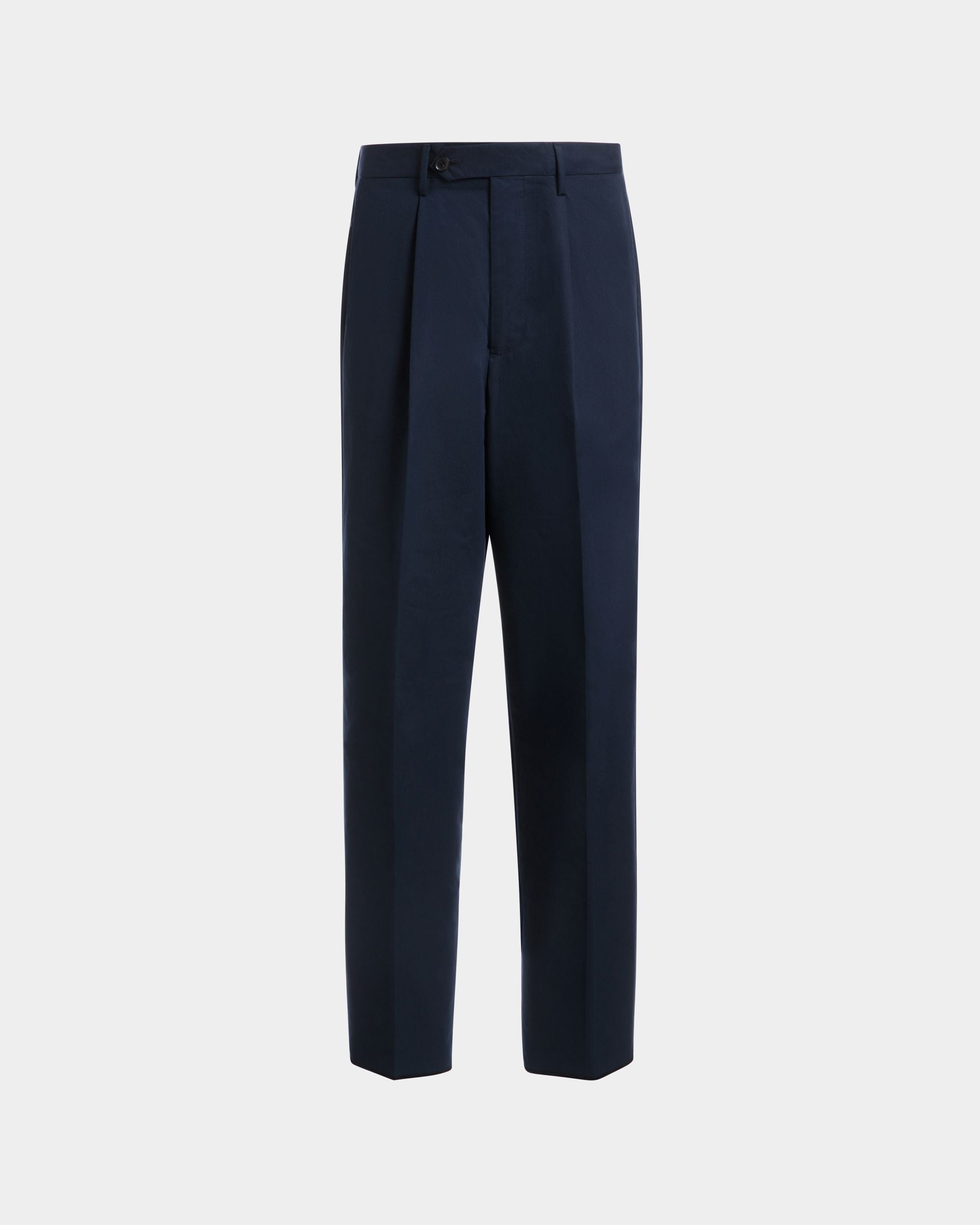 Pantalone Regular Con Pince In Misto Cotone Navy Blue - Uomo - Bally - 01