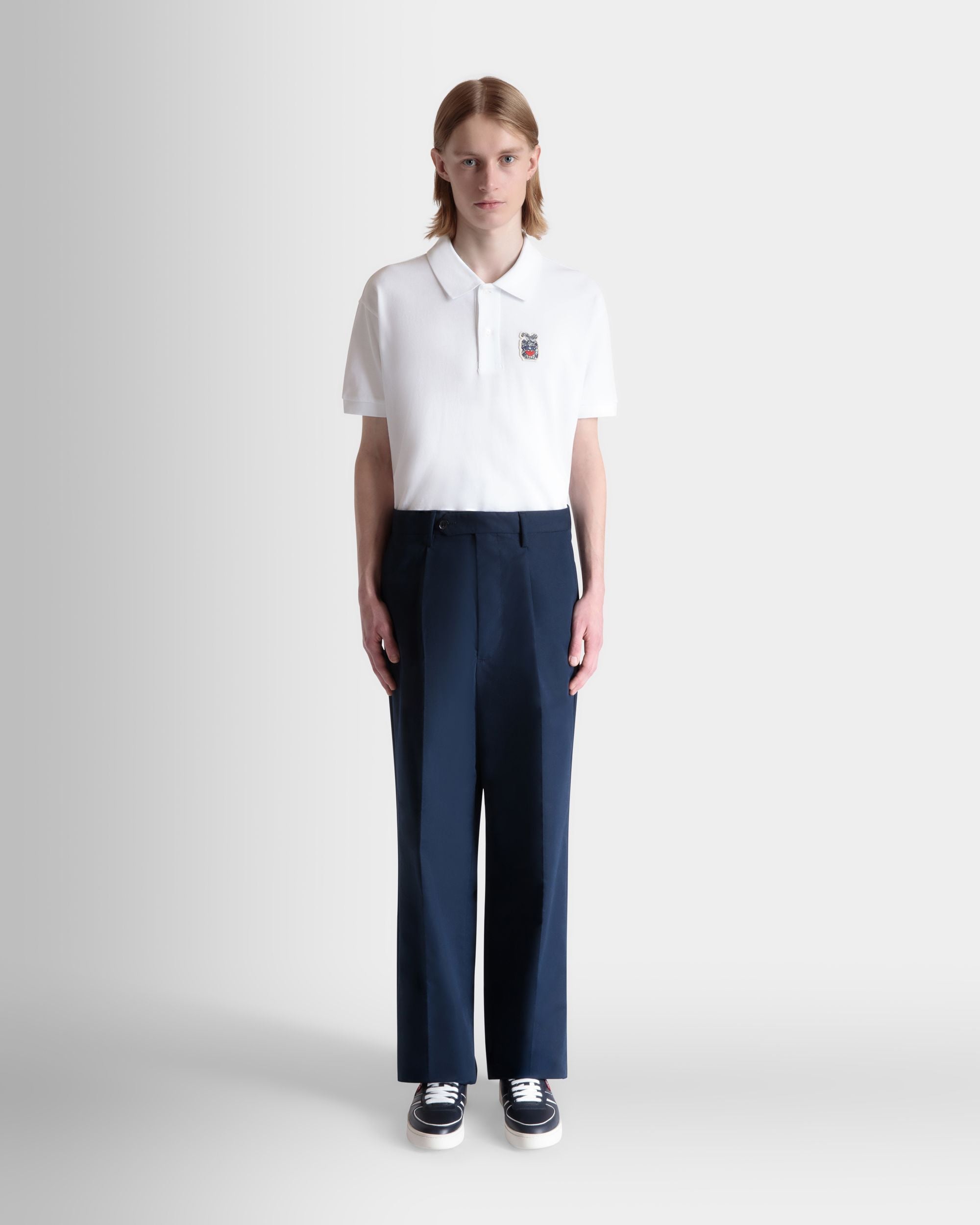 Pantalone Regular Con Pince In Misto Cotone Navy Blue - Uomo - Bally - 02
