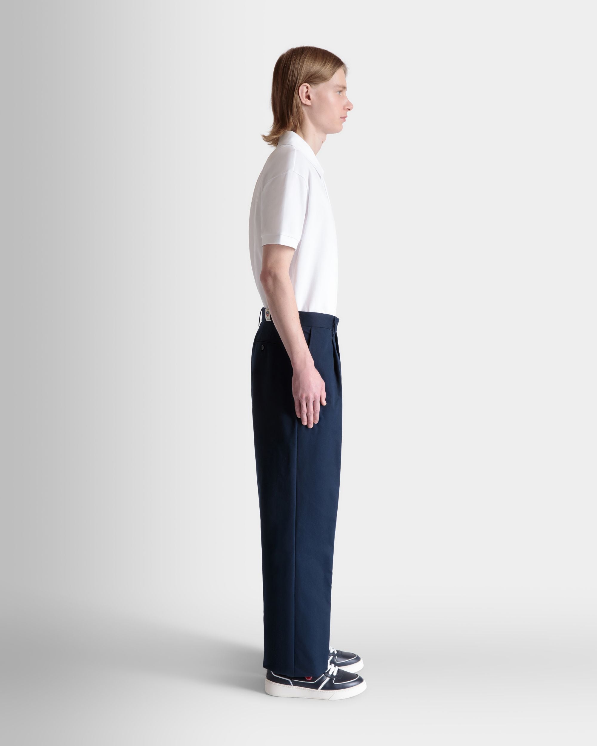 Pantalone Regular Con Pince In Misto Cotone Navy Blue - Uomo - Bally - 05